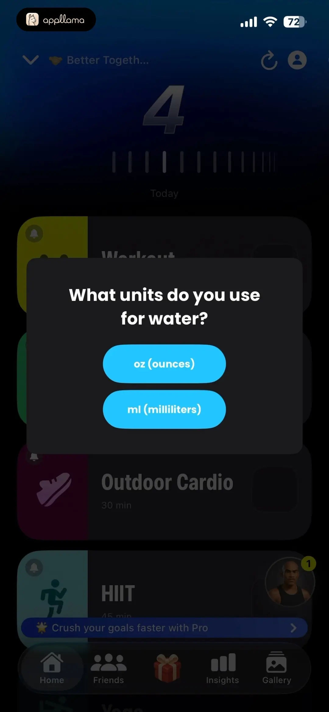 Unit Preference Modal
