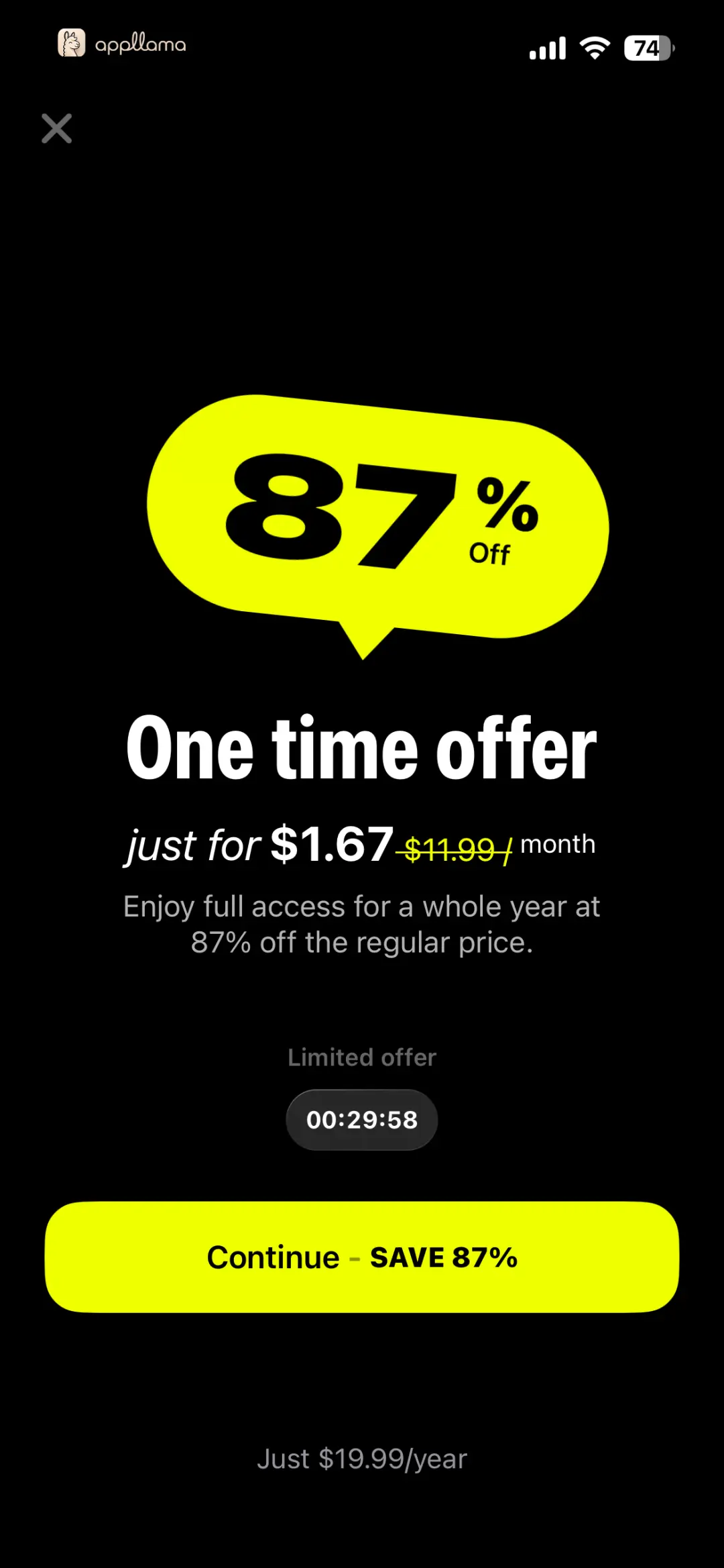 One-Time Offer Paywall
