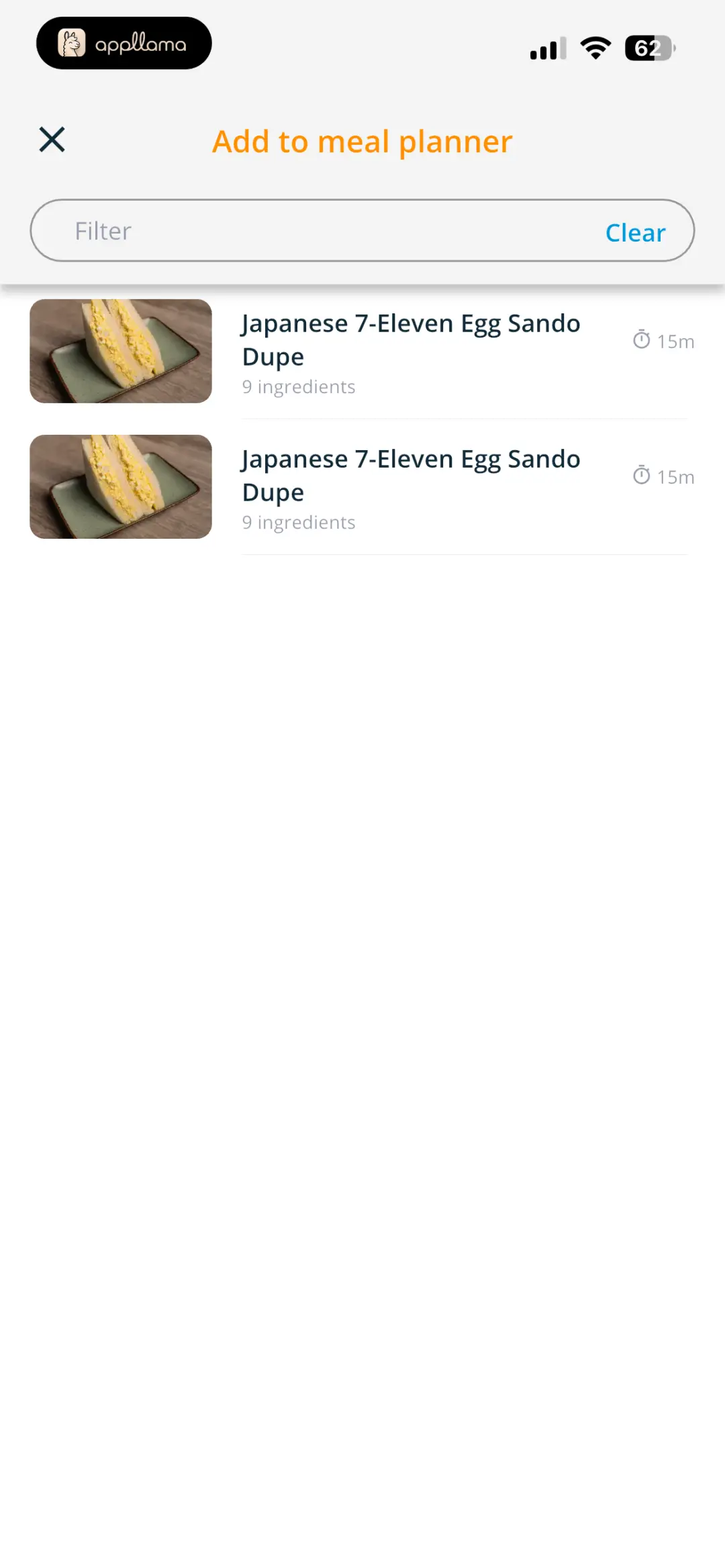 Add Recipe to Planner