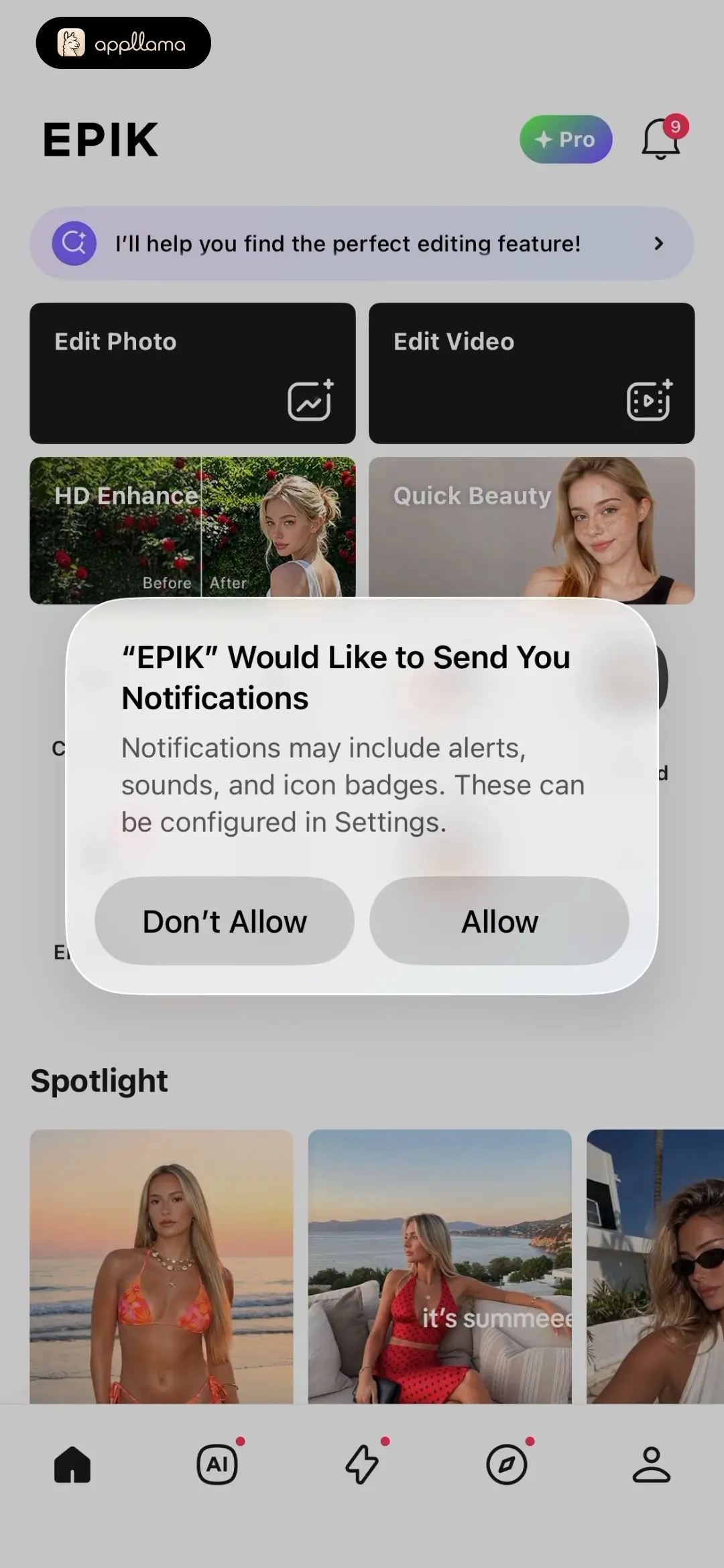 EPIK - AI Photo & Video Editor Notification Permission