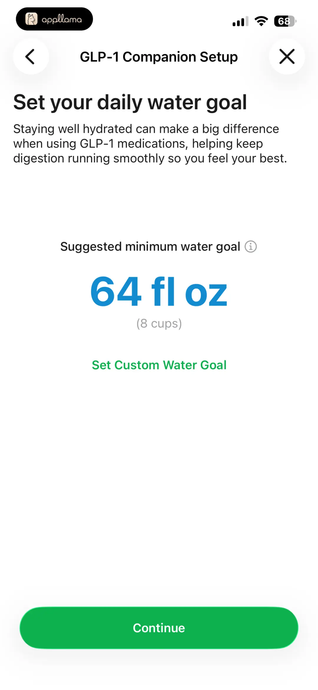 Water Goal Setup