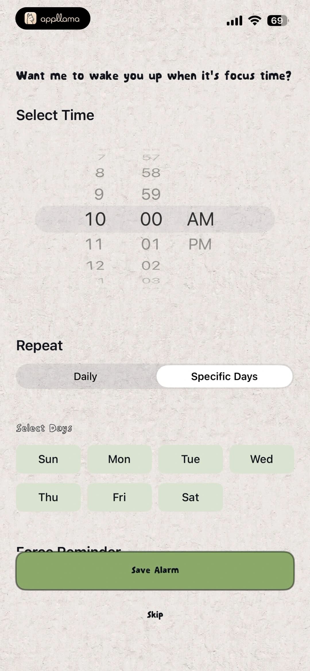 Repeat Schedule Setup