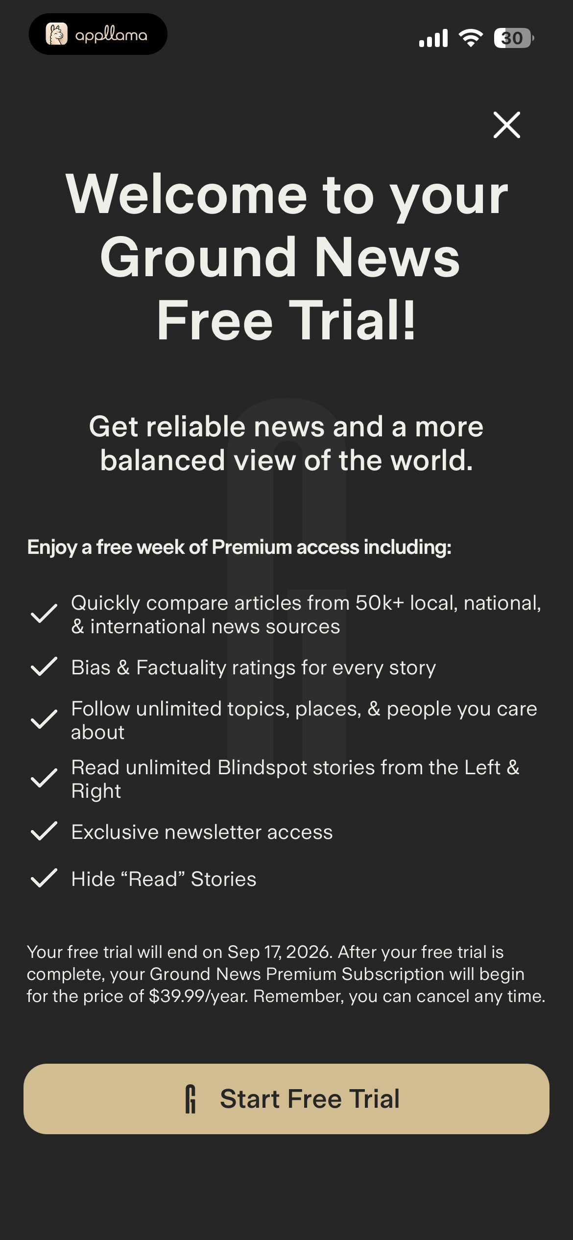 Free Trial Paywall