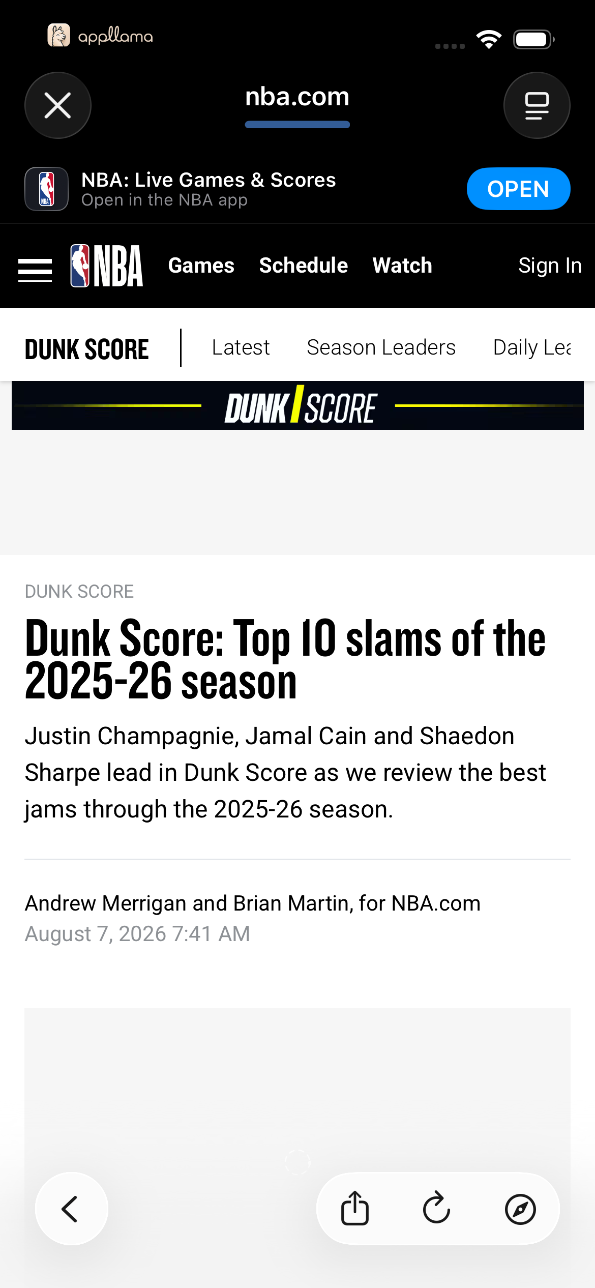 Dunk Score Article