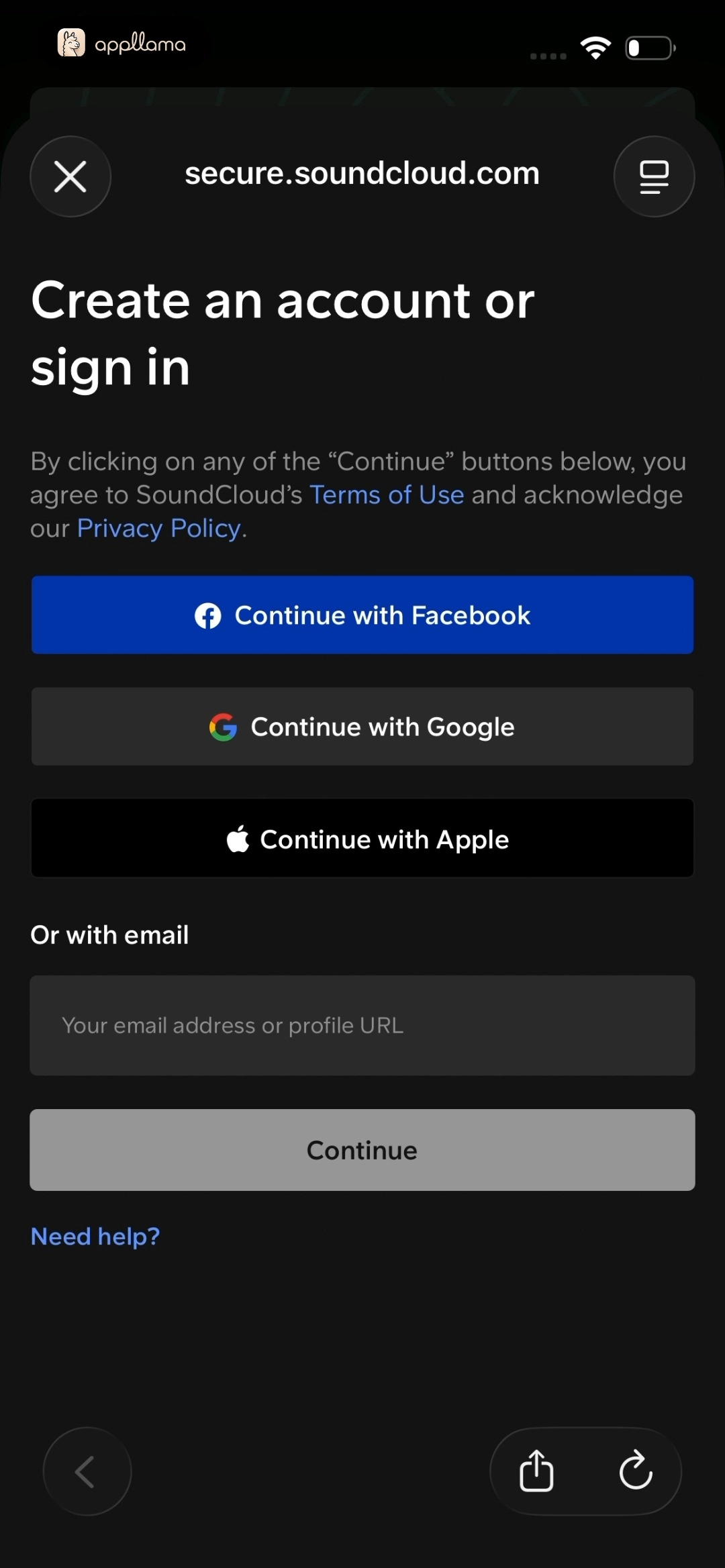 Create Account or Sign In