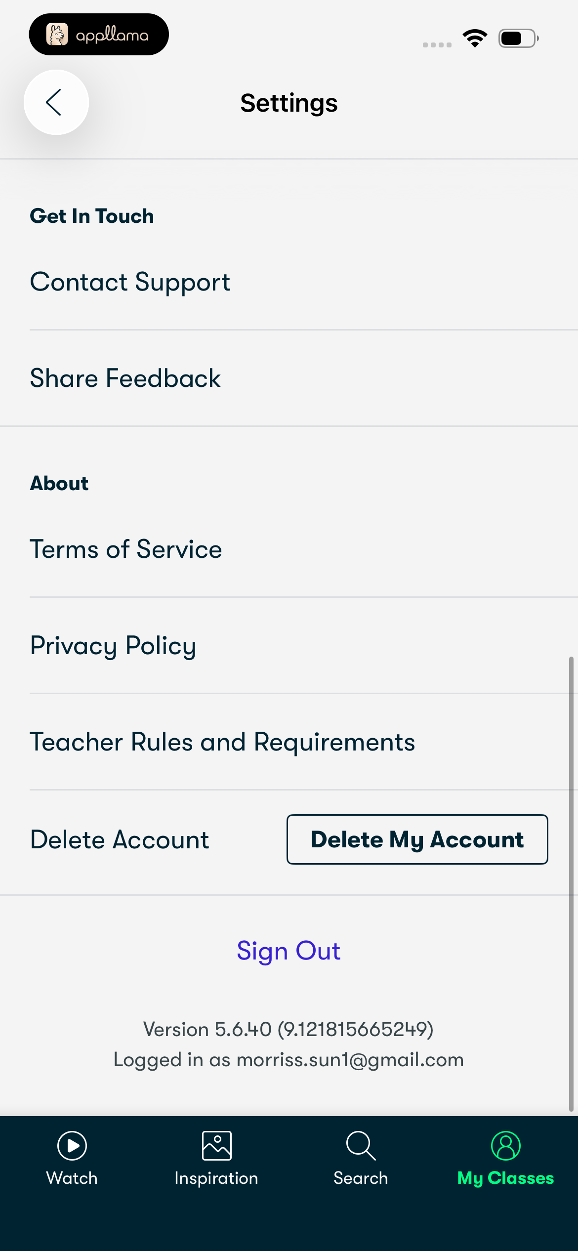 Account And Support Settings