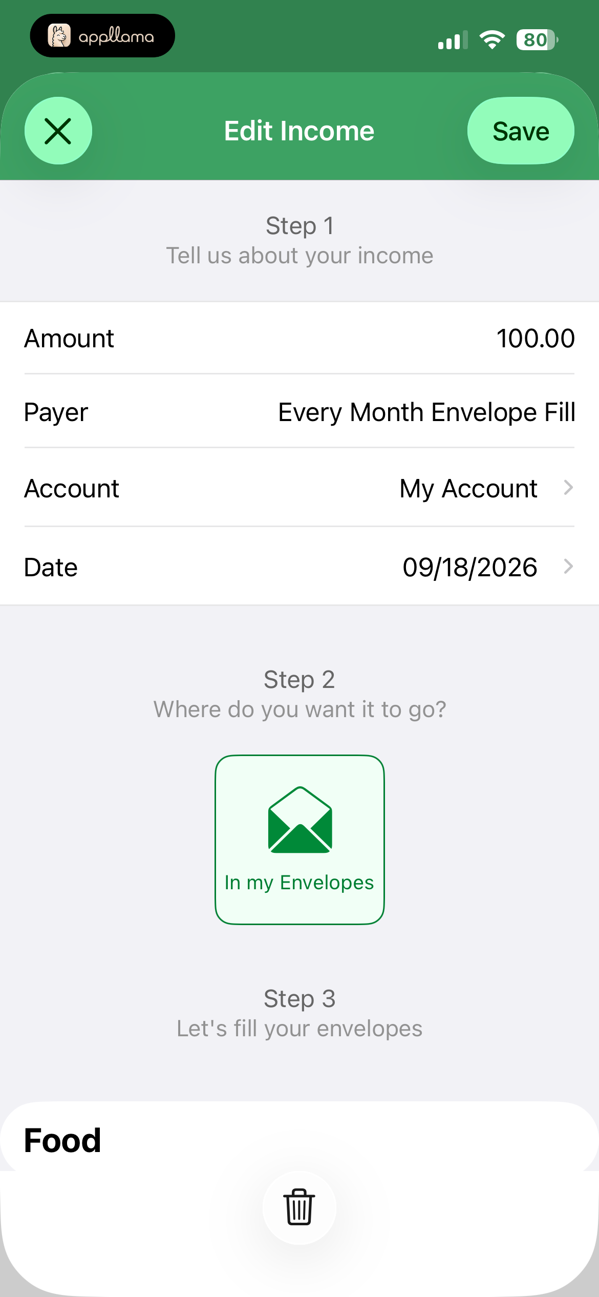 Edit Income