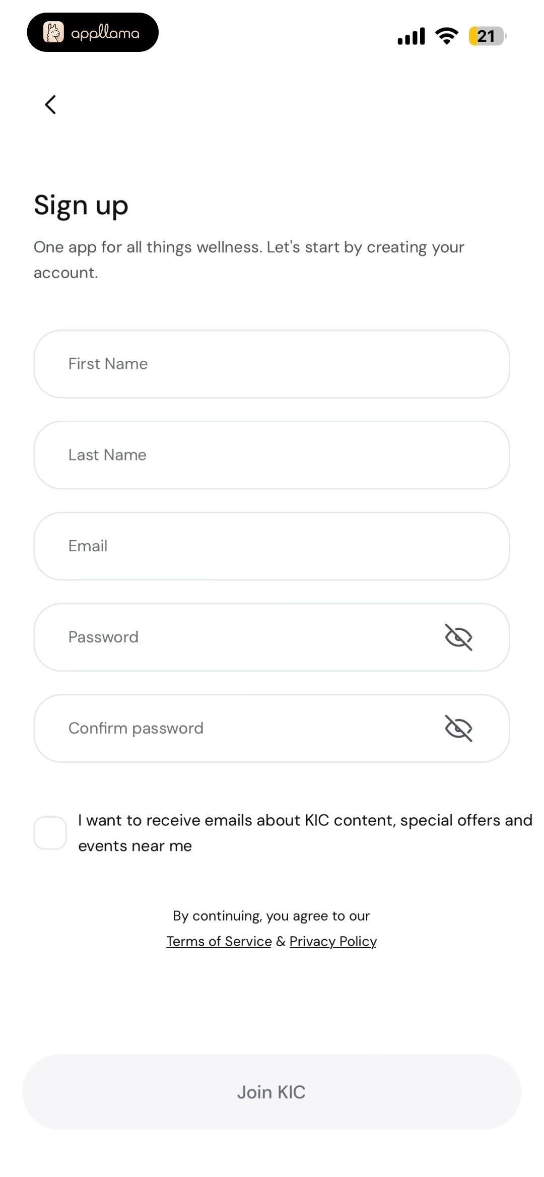 Email Sign Up