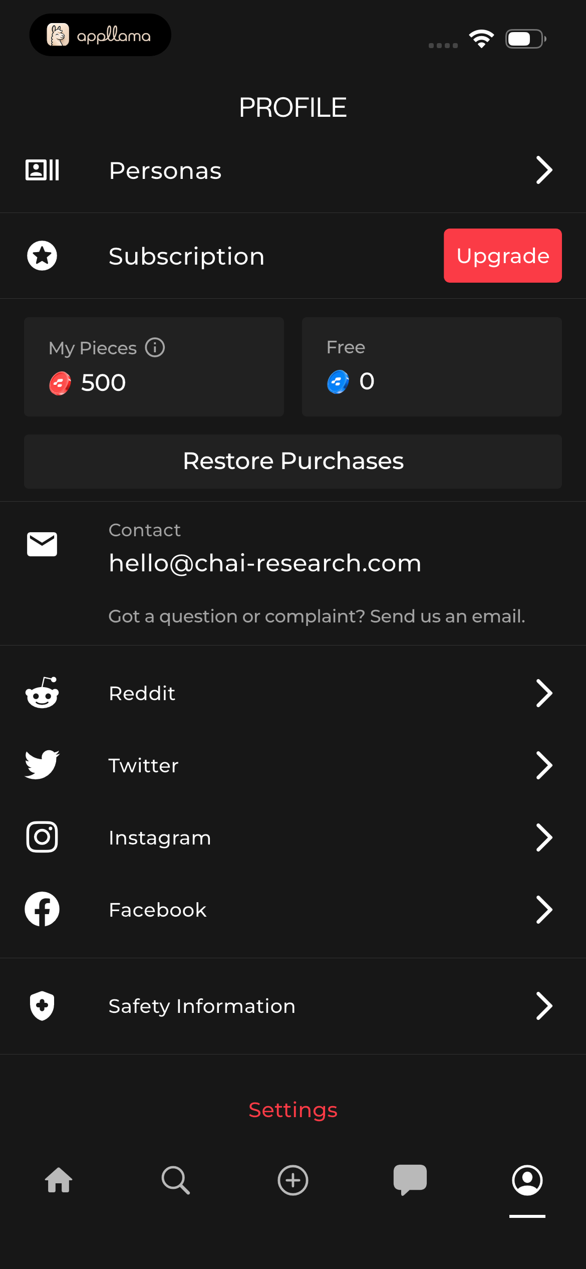 Profile Links And Settings