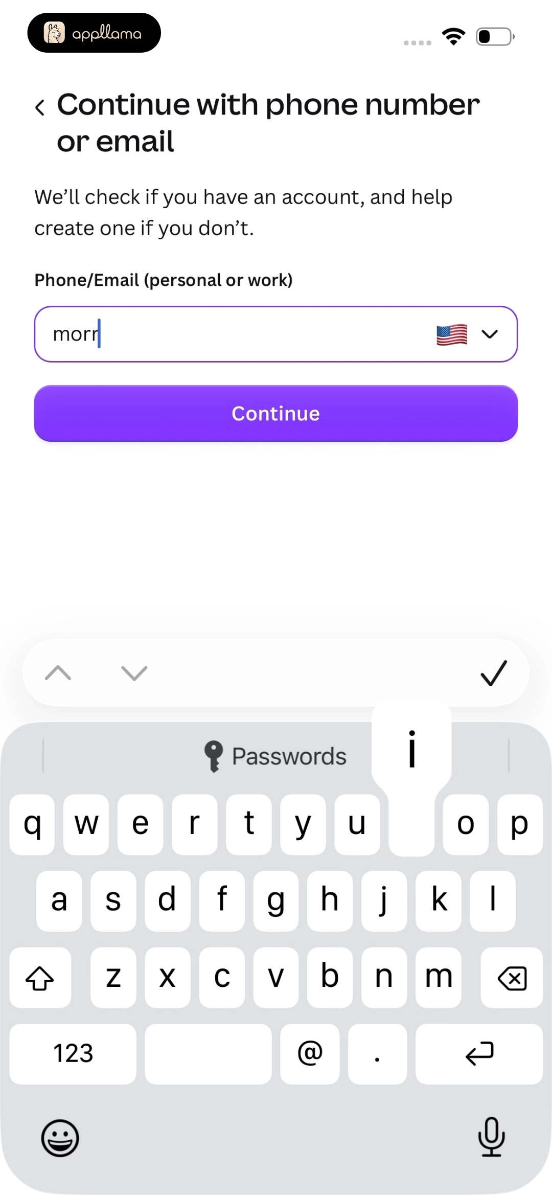 Phone or Email Entry