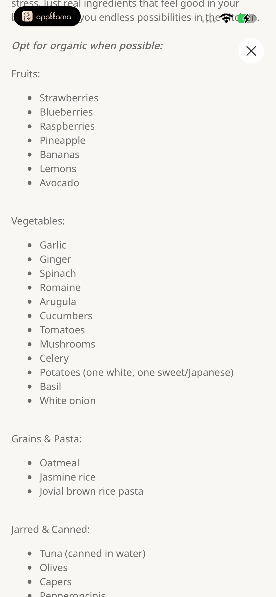 Grocery List Article