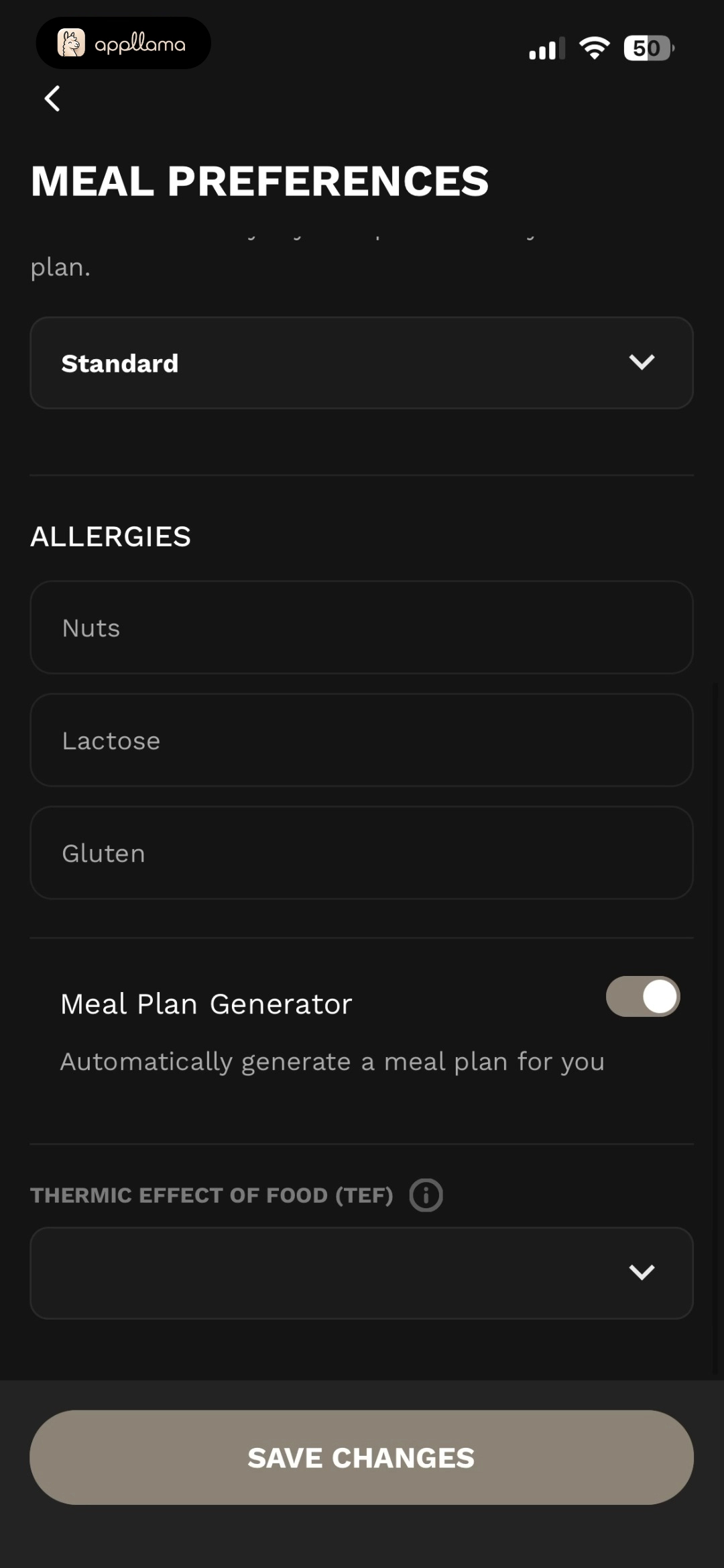 Meal Preferences