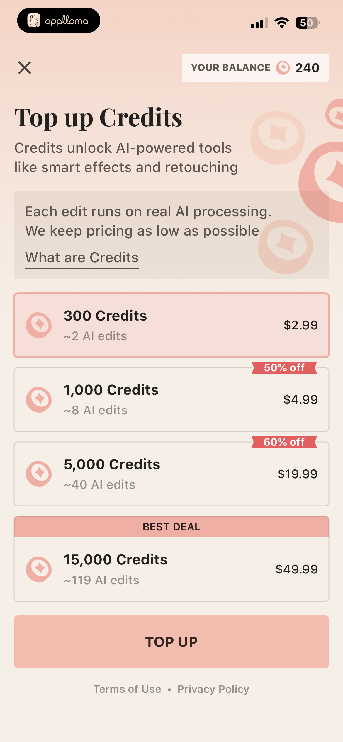 Credits Top Up