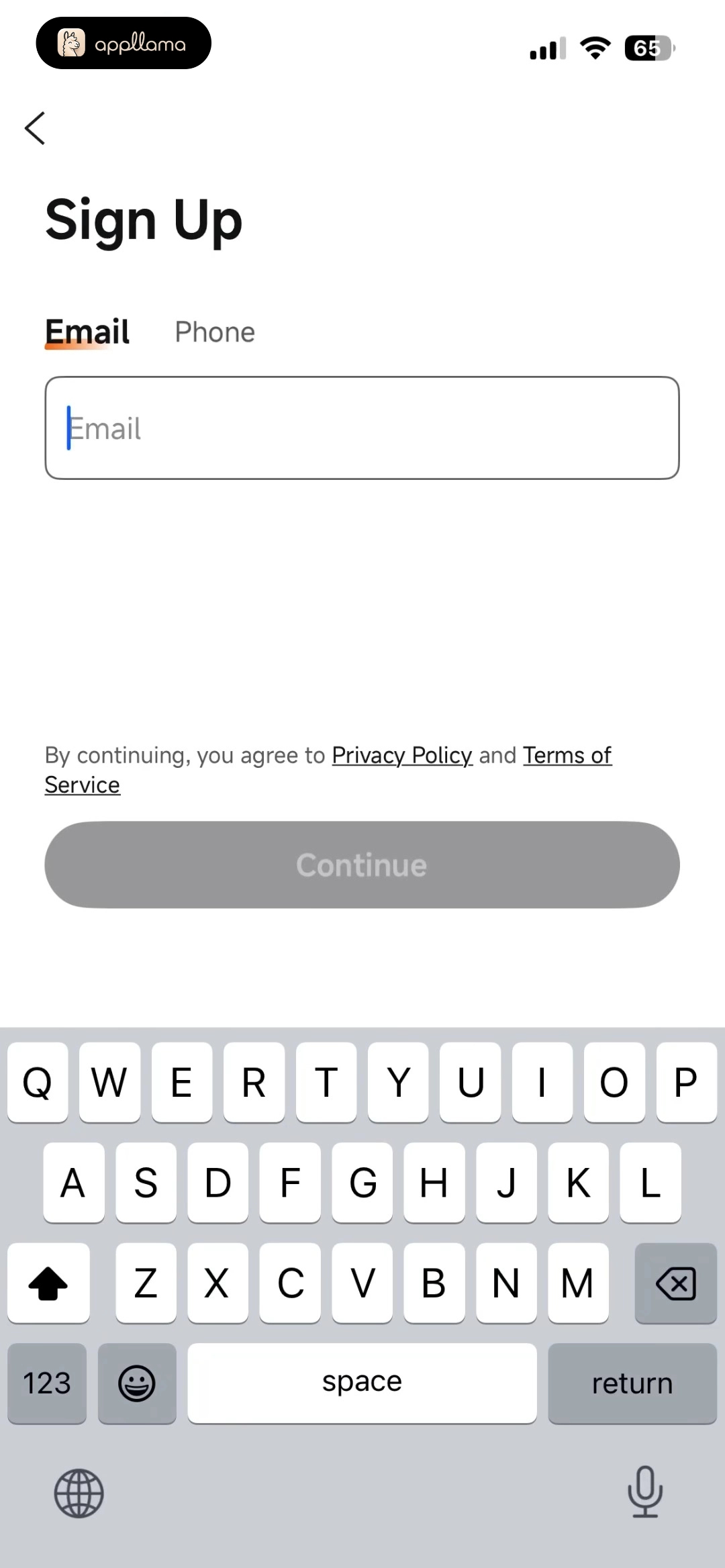 Email Sign Up