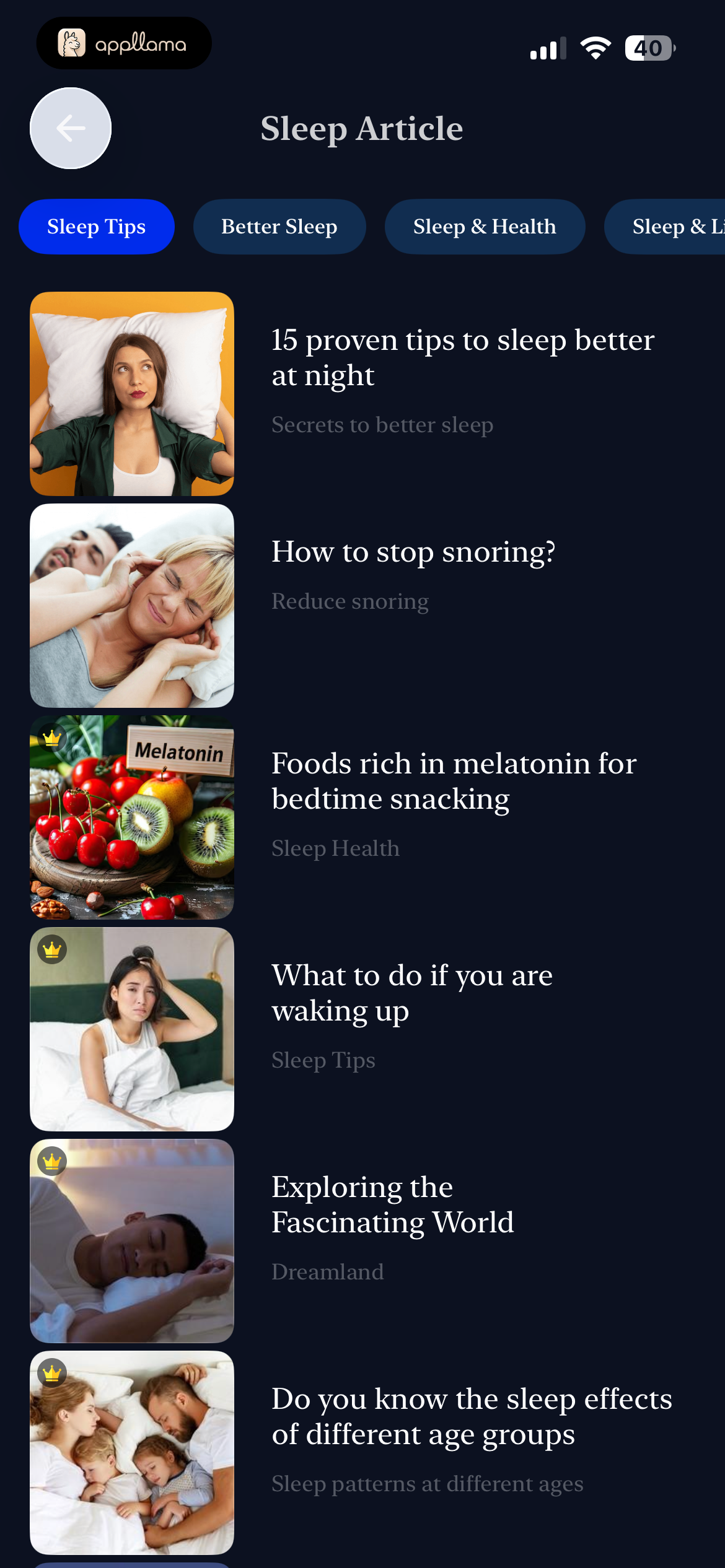 Sleep Articles List