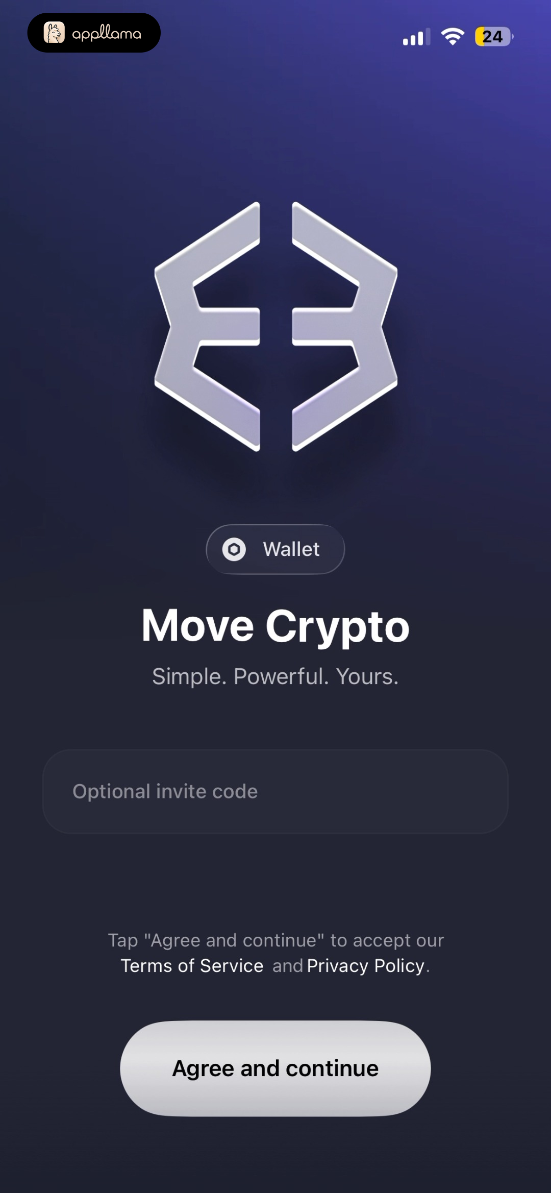 Exodus: Crypto & Payments home screen