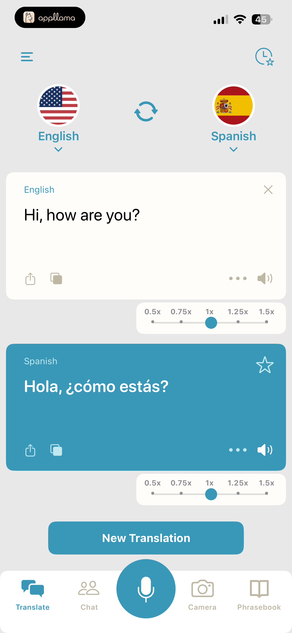 Translation Playback Speed