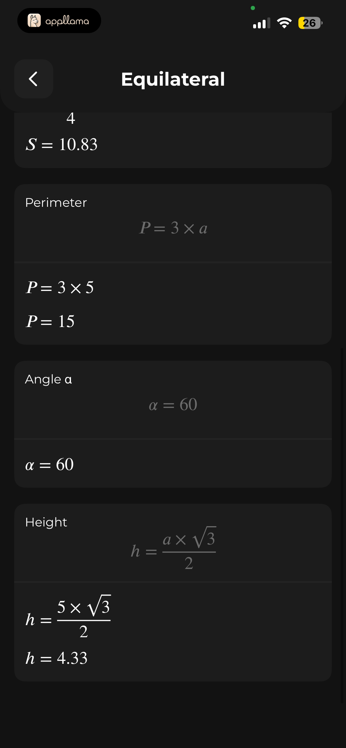 Equilateral Results