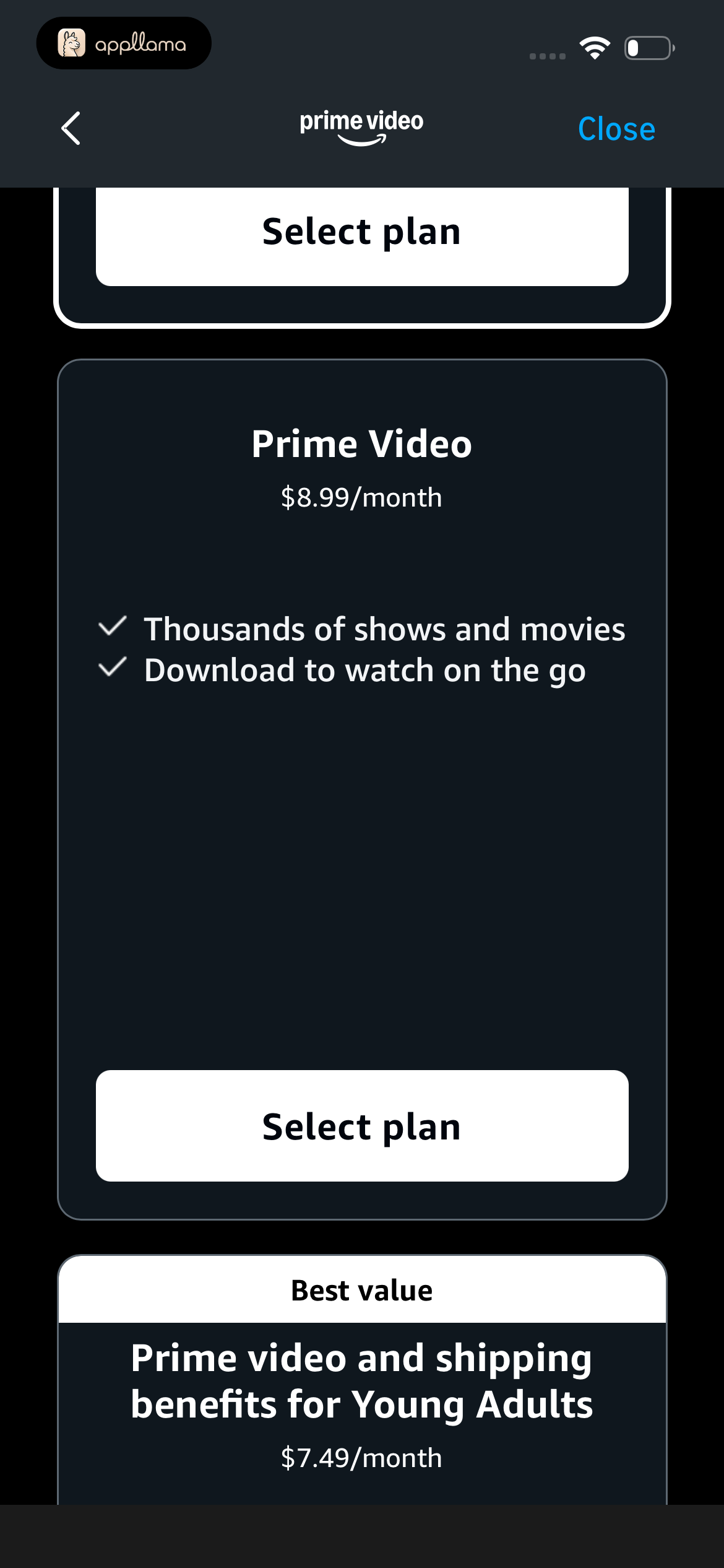 Subscription Plan List
