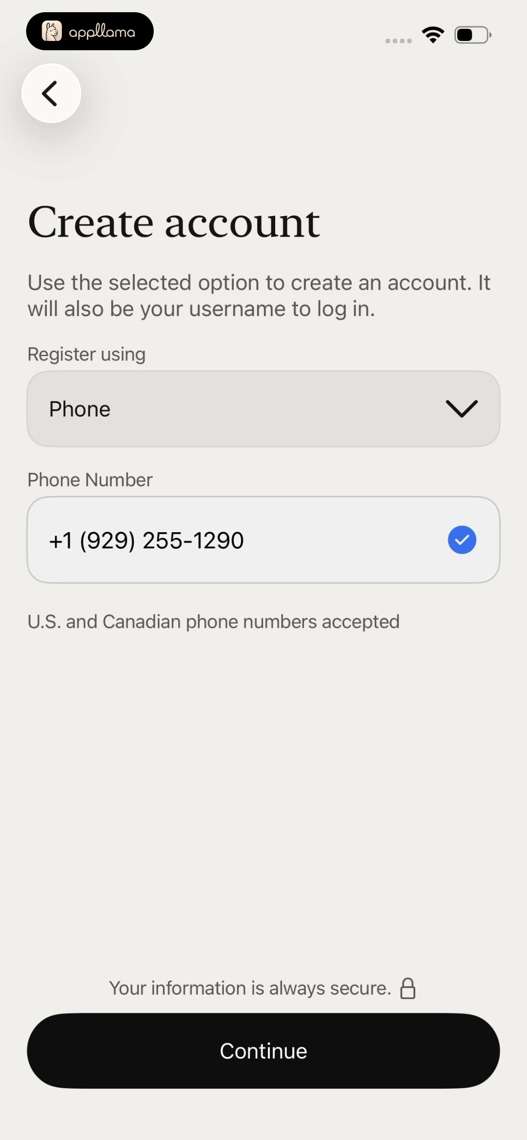 Create Account With Phone