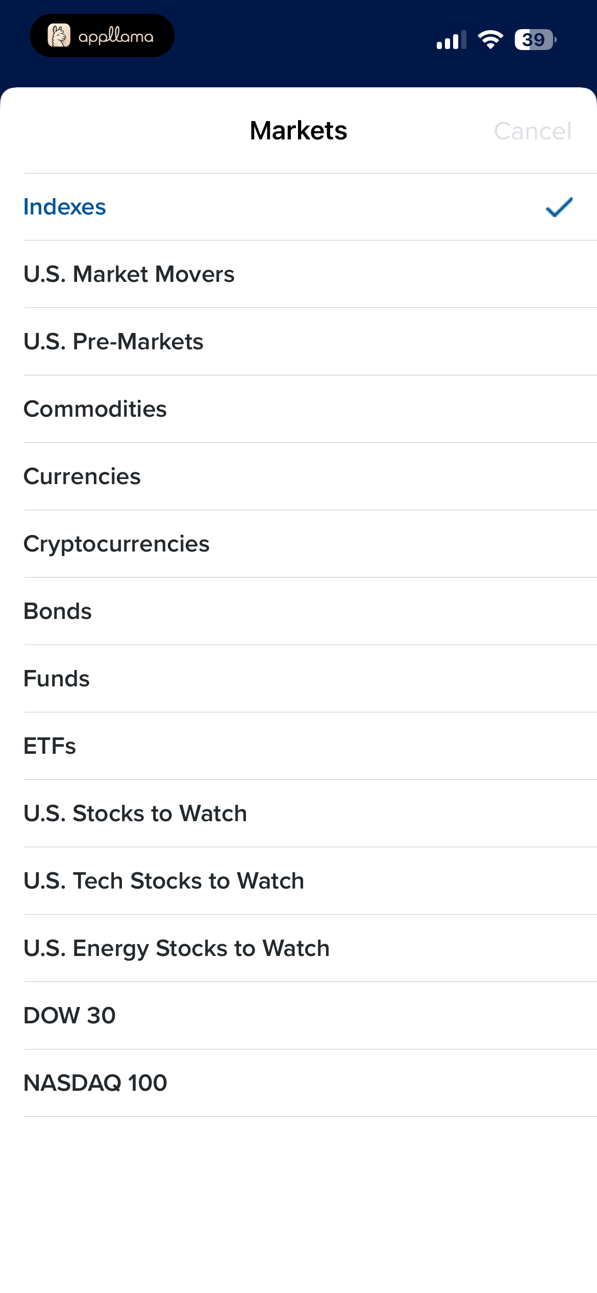 Market Category Picker