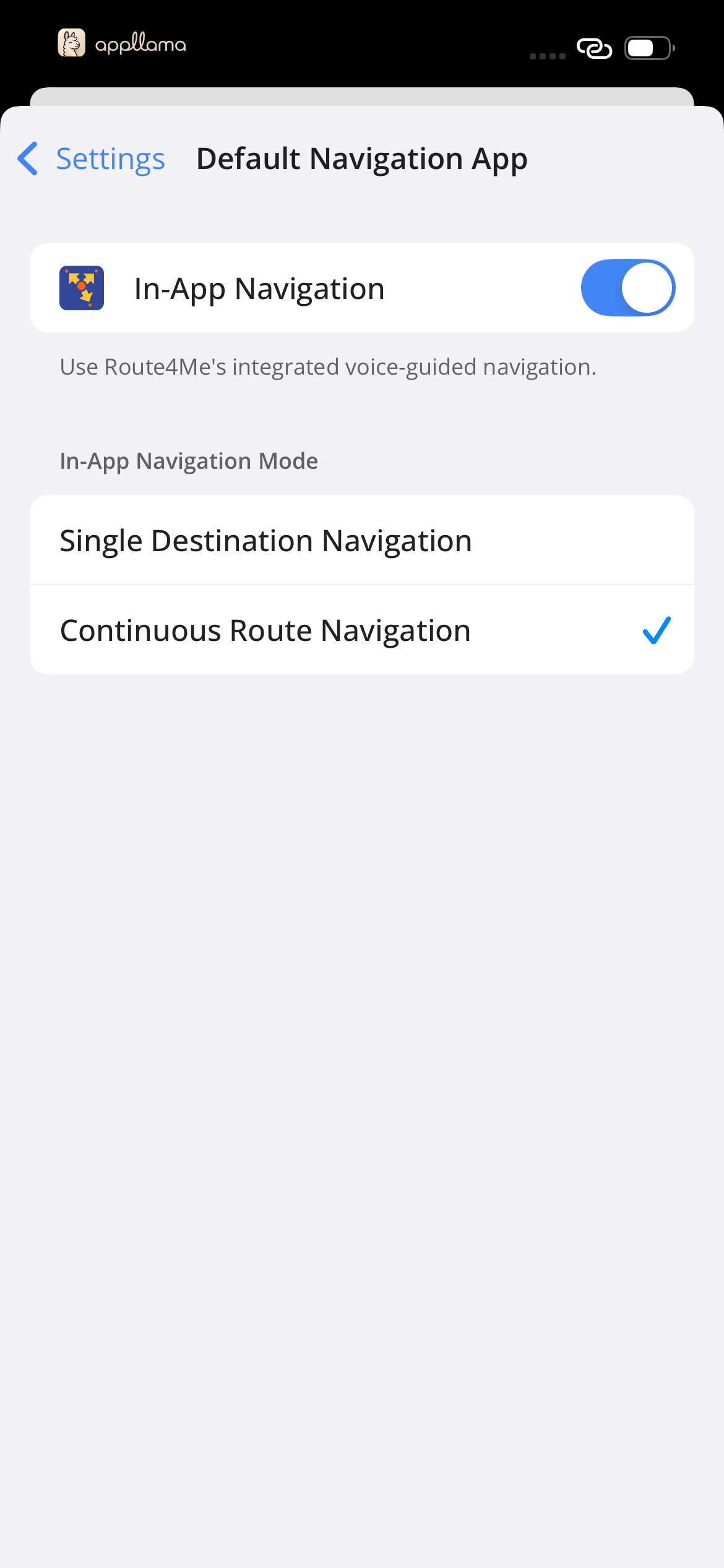 Default Navigation App