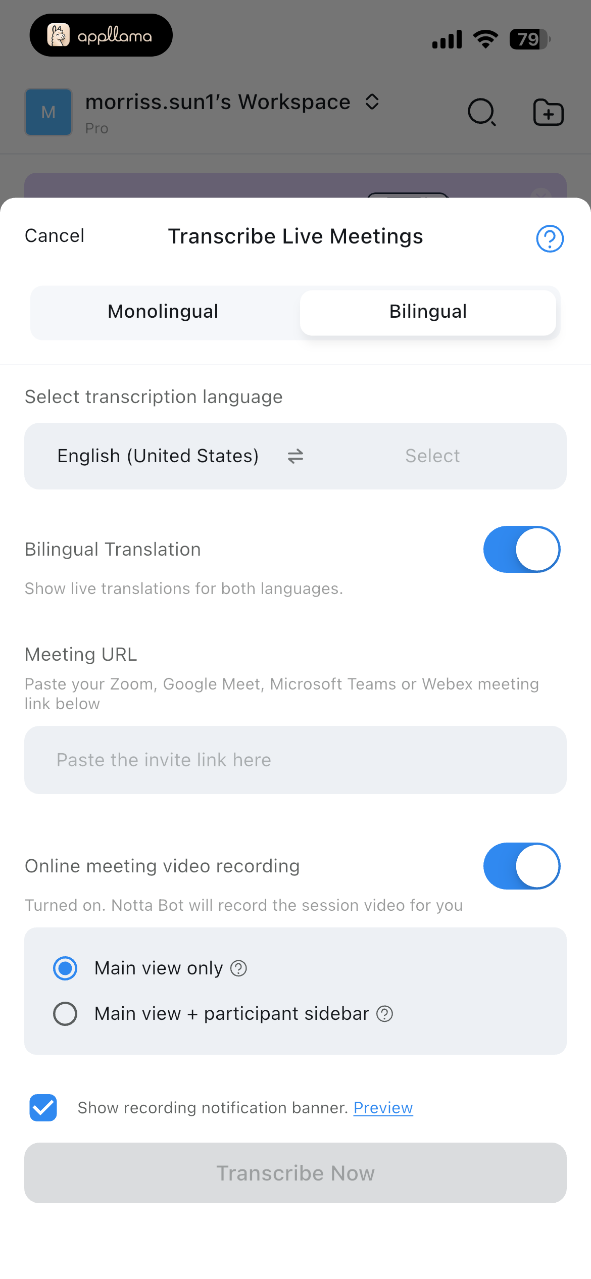Bilingual Meeting Setup