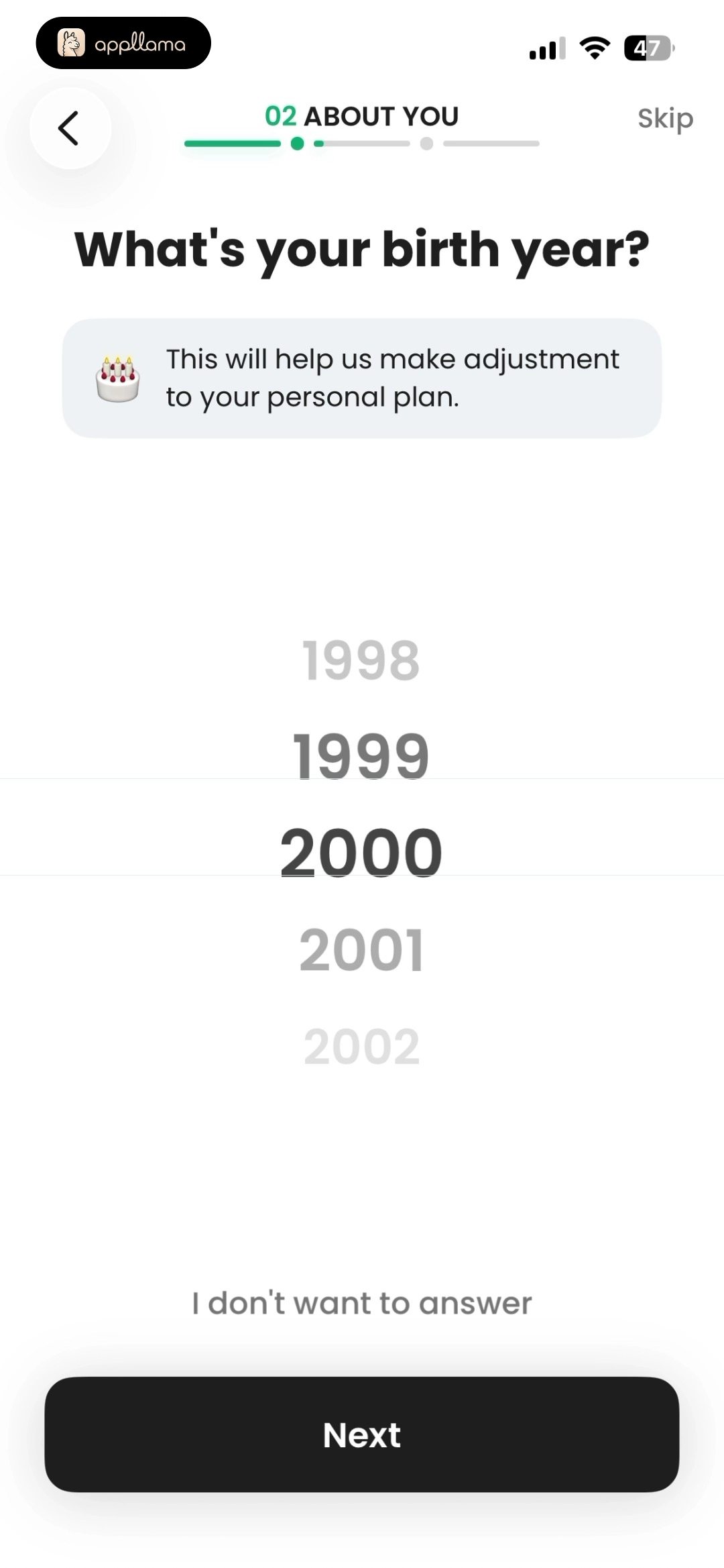 Birth Year Selection