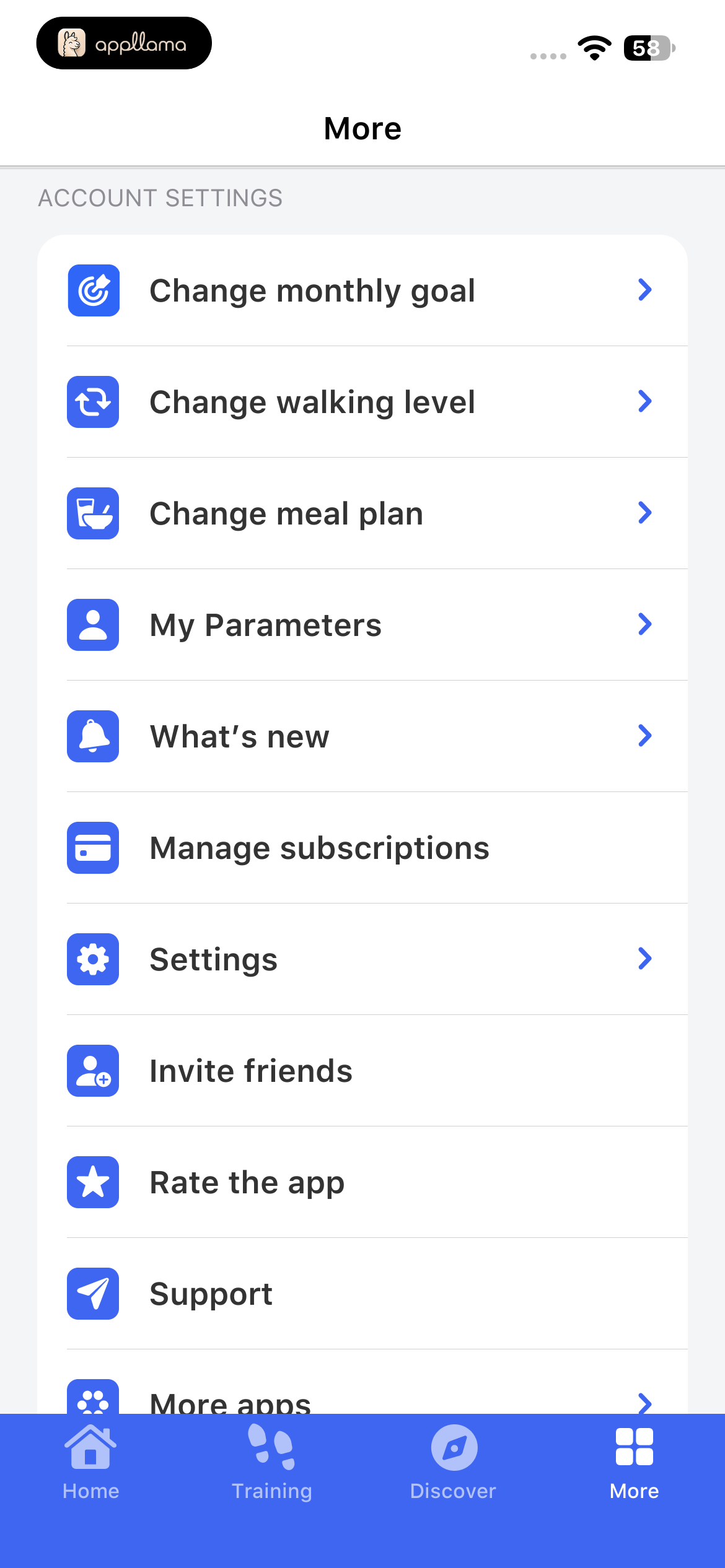 More Account Menu
