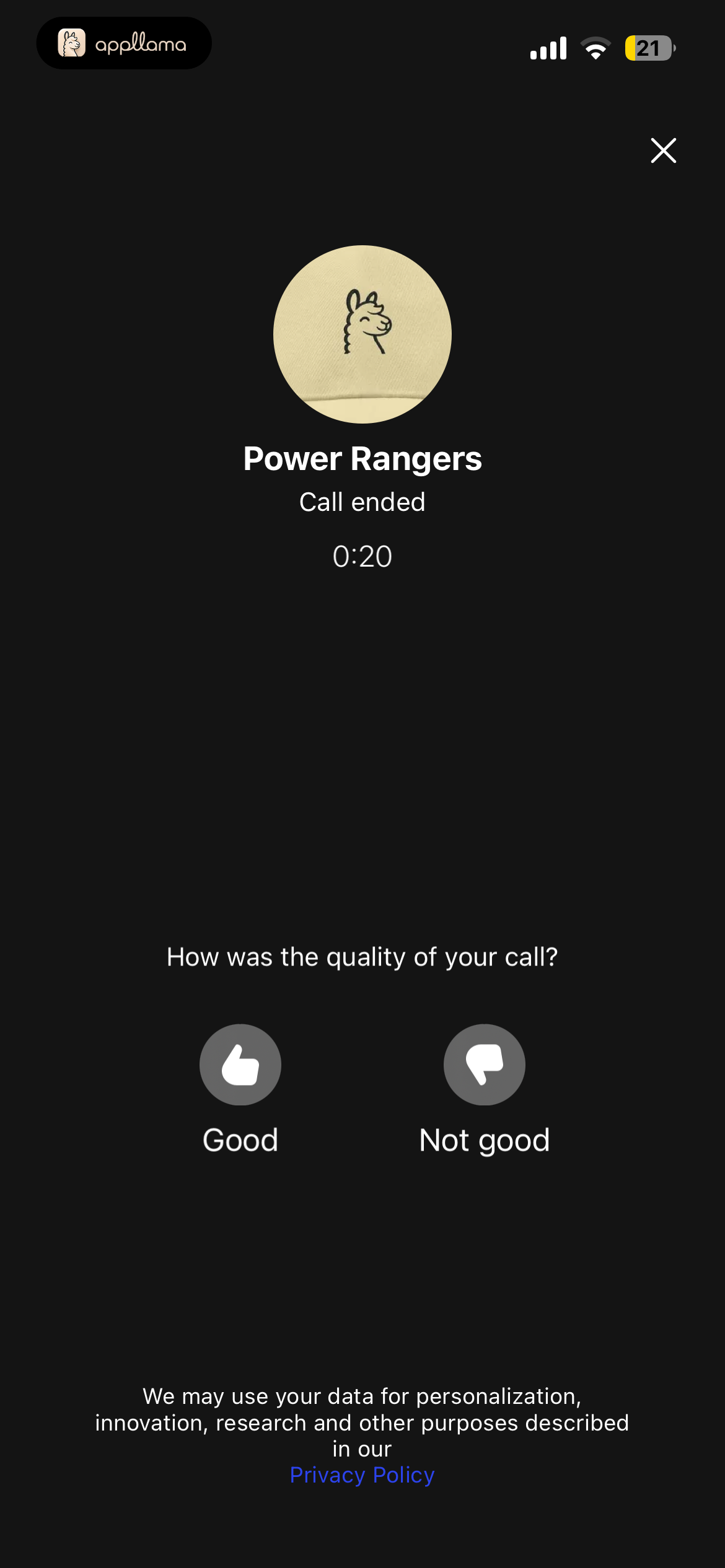 Call Quality Feedback