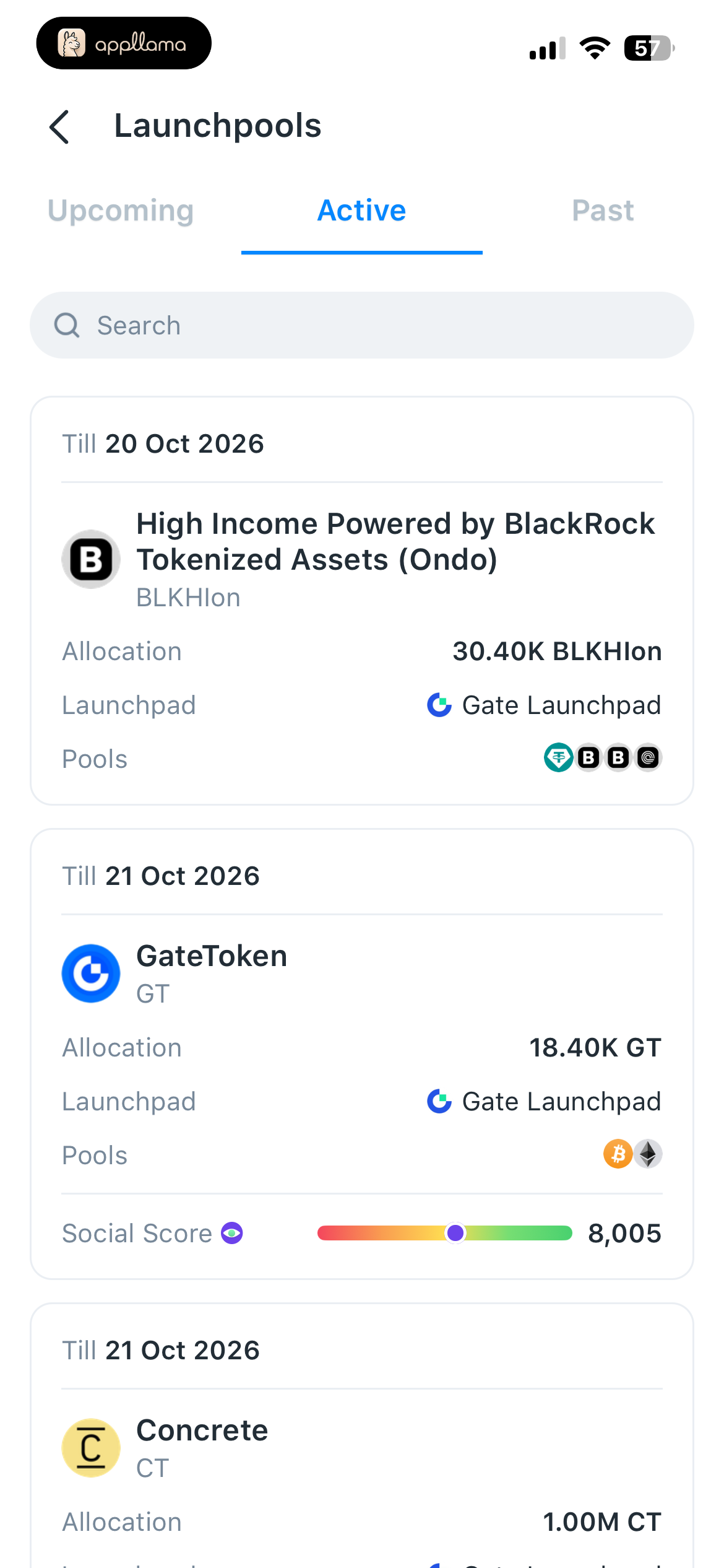 Active Launchpools