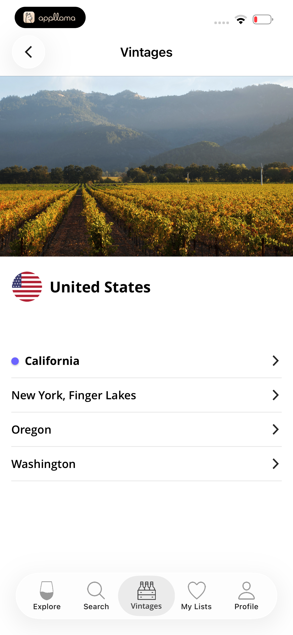 US Vintage Regions