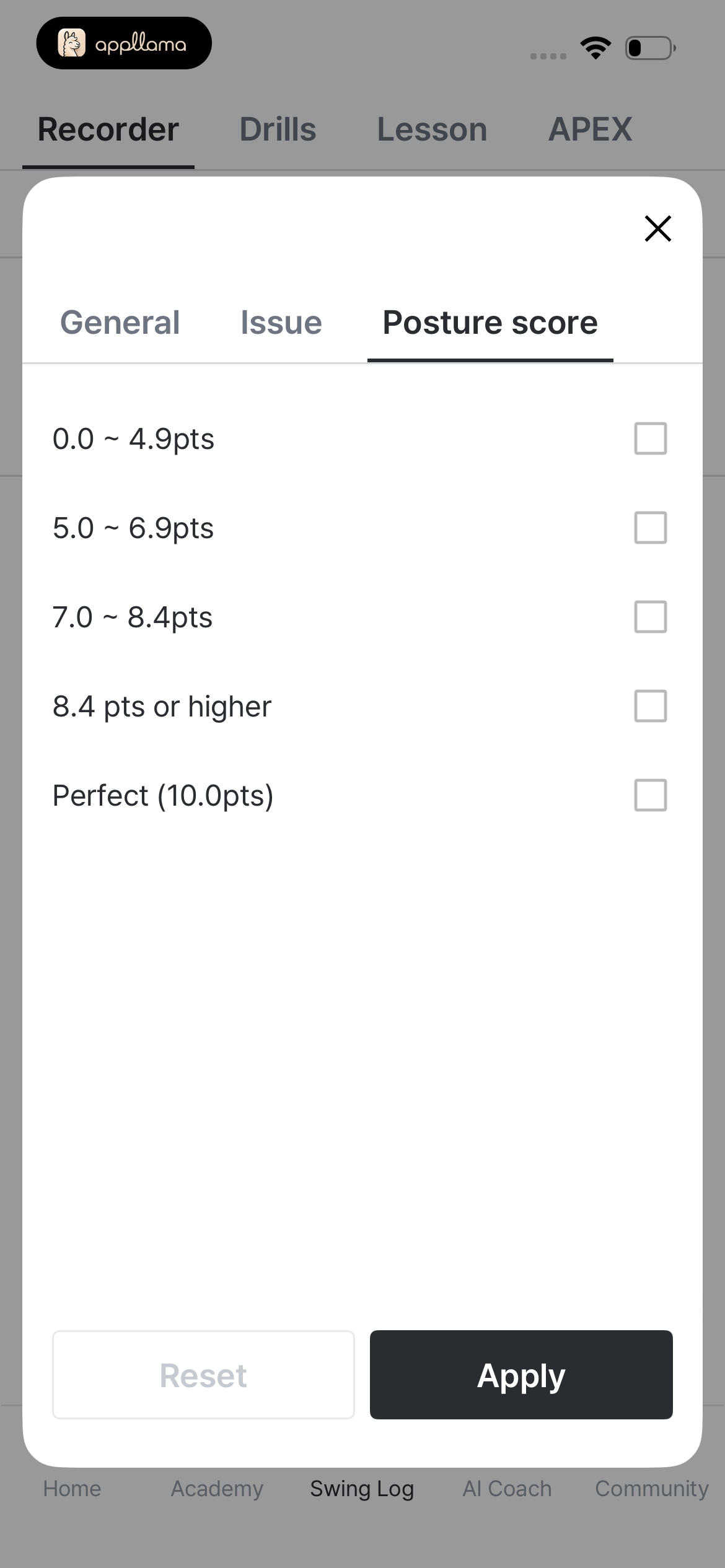 Posture Score Filter