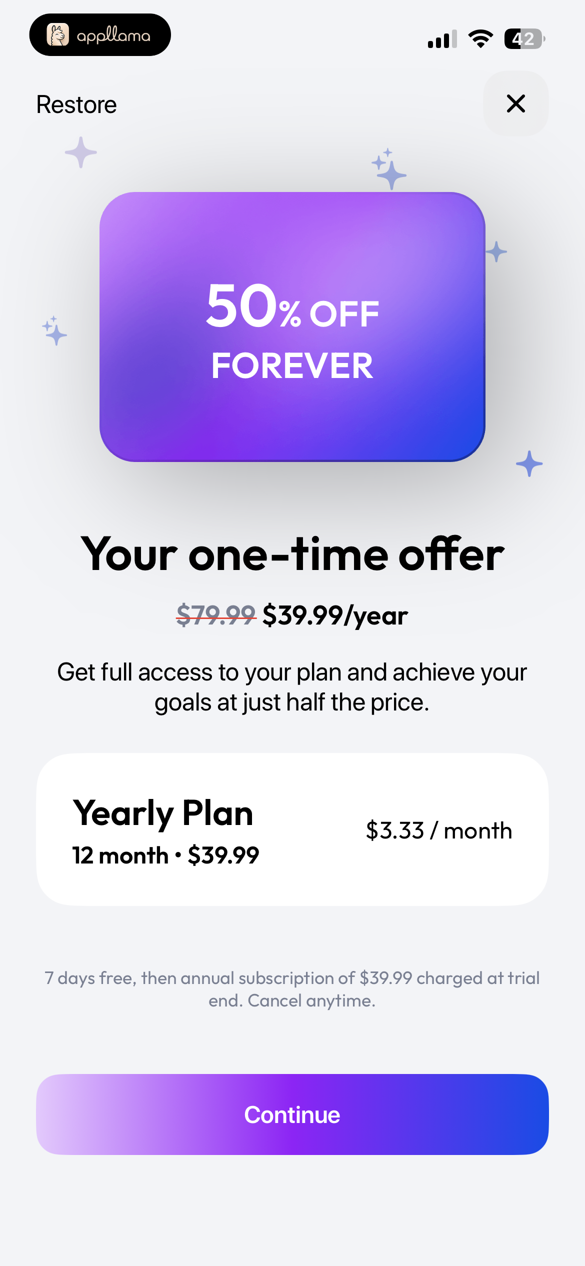 One-Time Discount Offer
