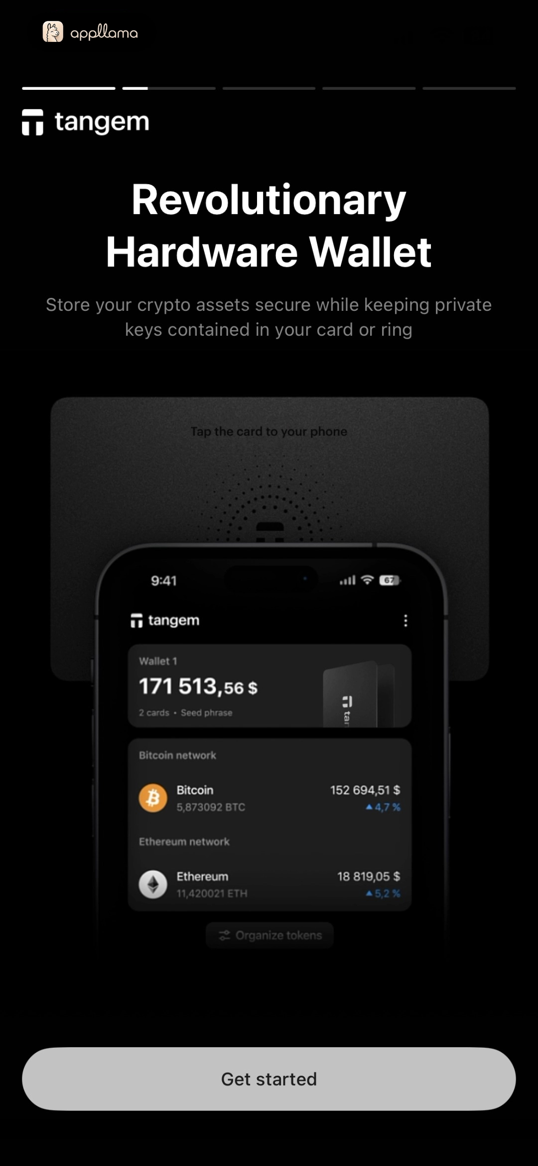 Tangem - Crypto wallet home screen