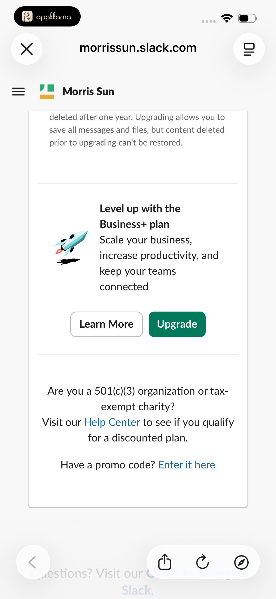 Business+ Upsell