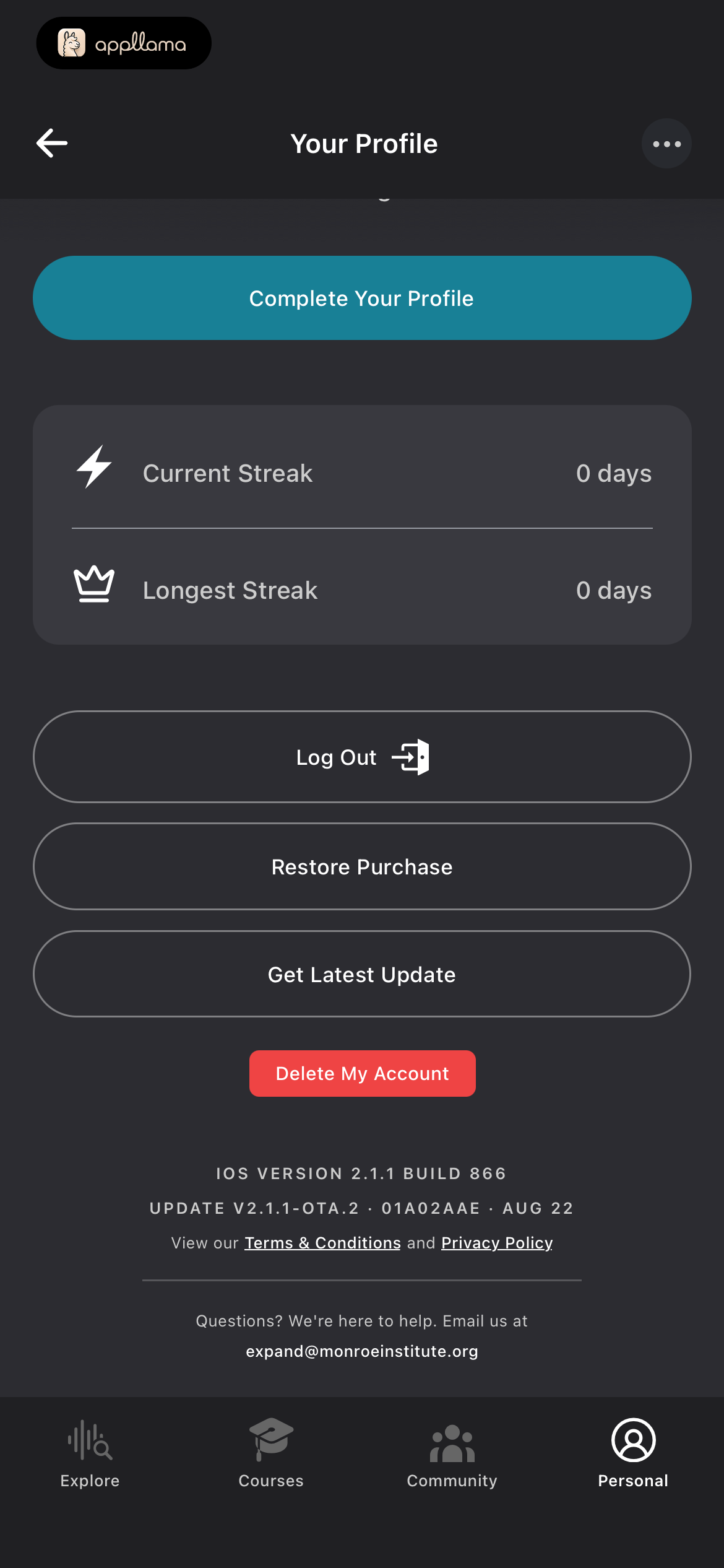 Profile Actions