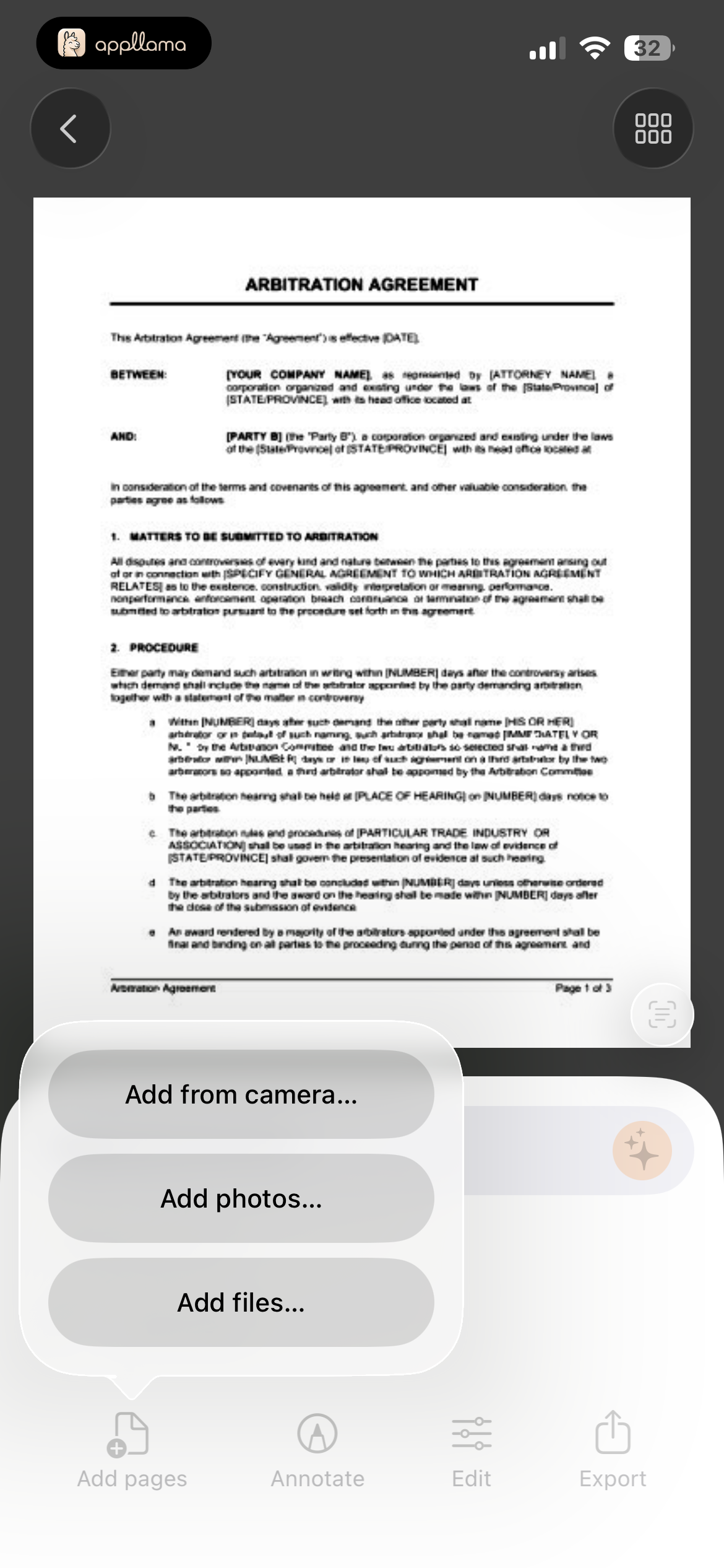 Add Pages Menu