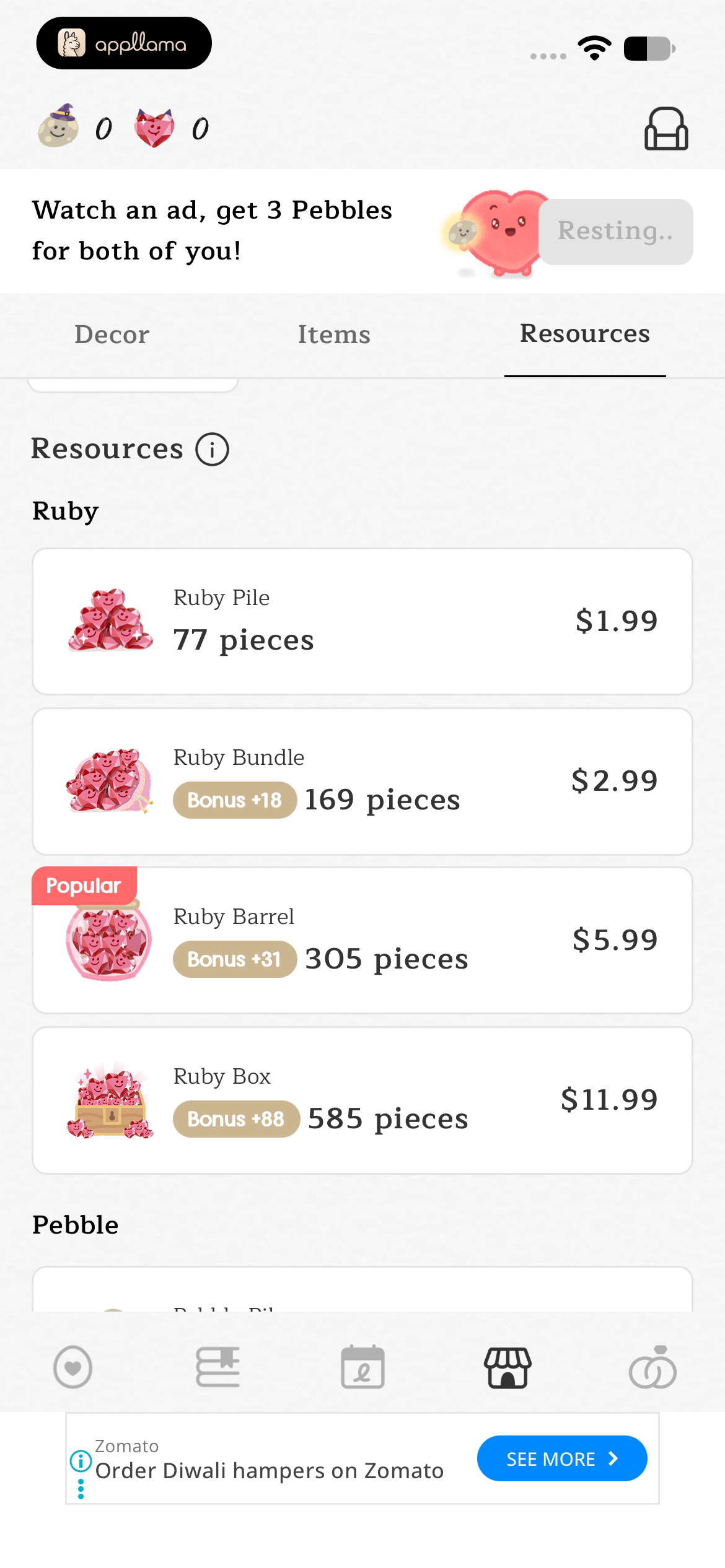 Resource Purchase List