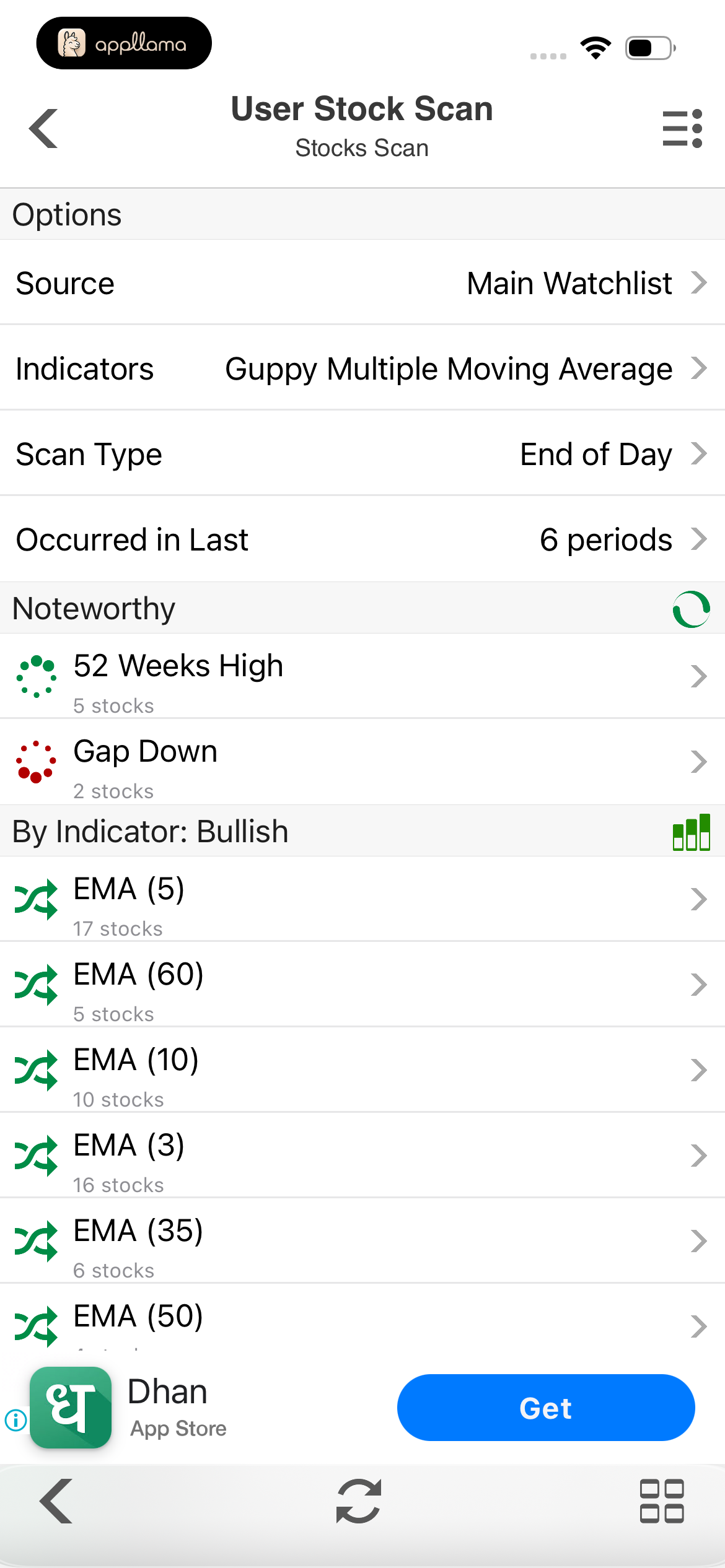 Custom Stock Scan Setup