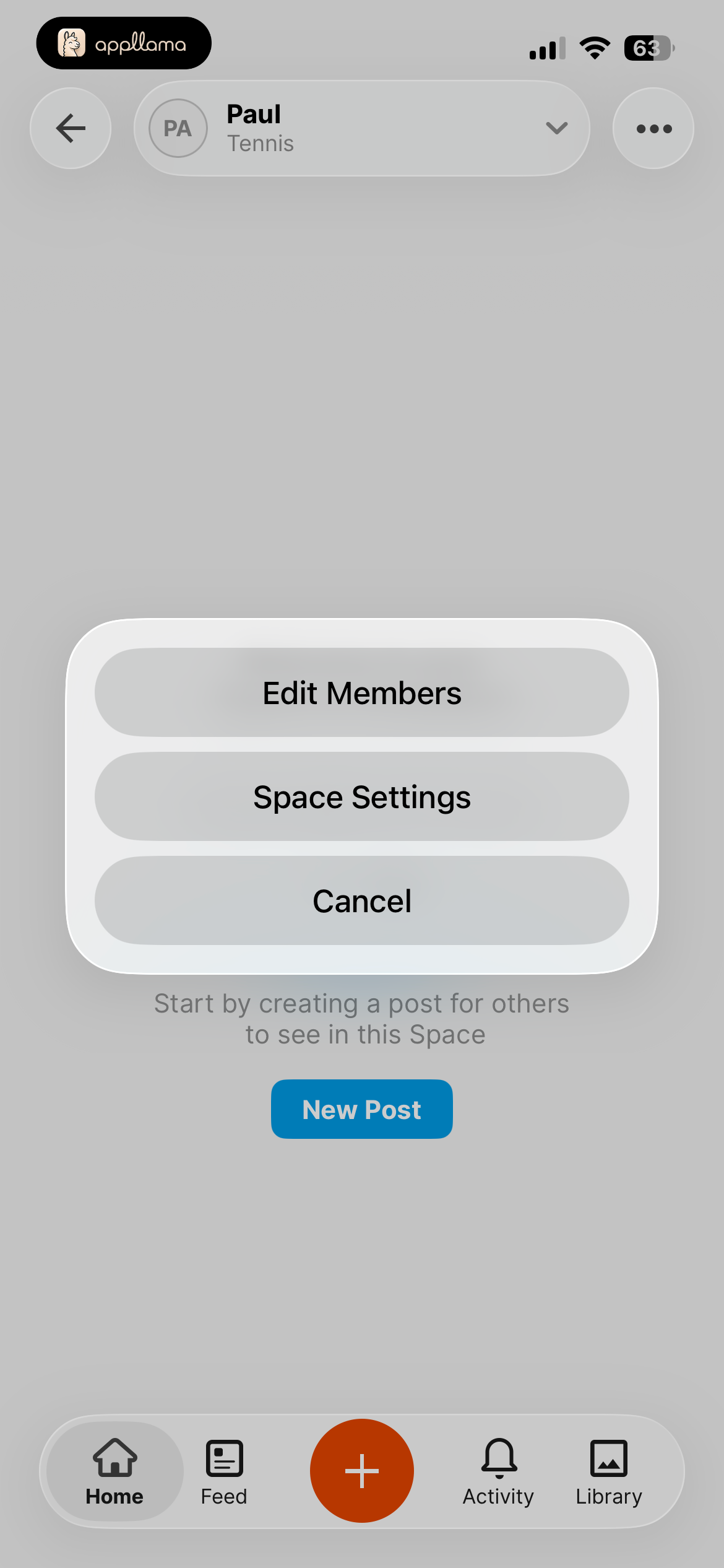 Space Action Menu