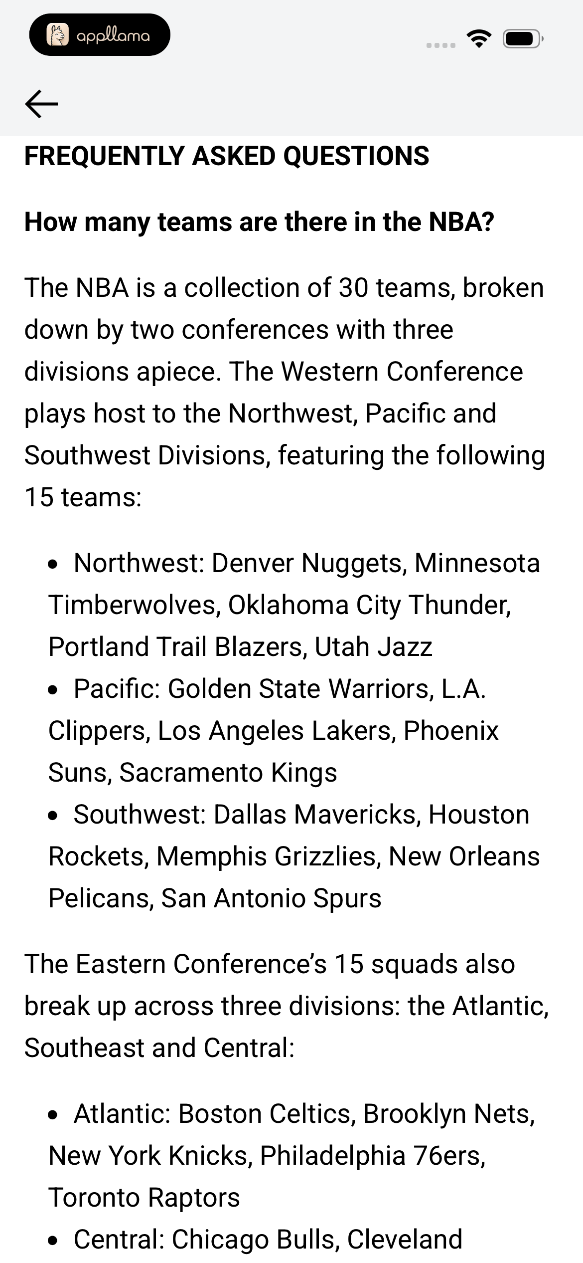 NBA FAQ Article