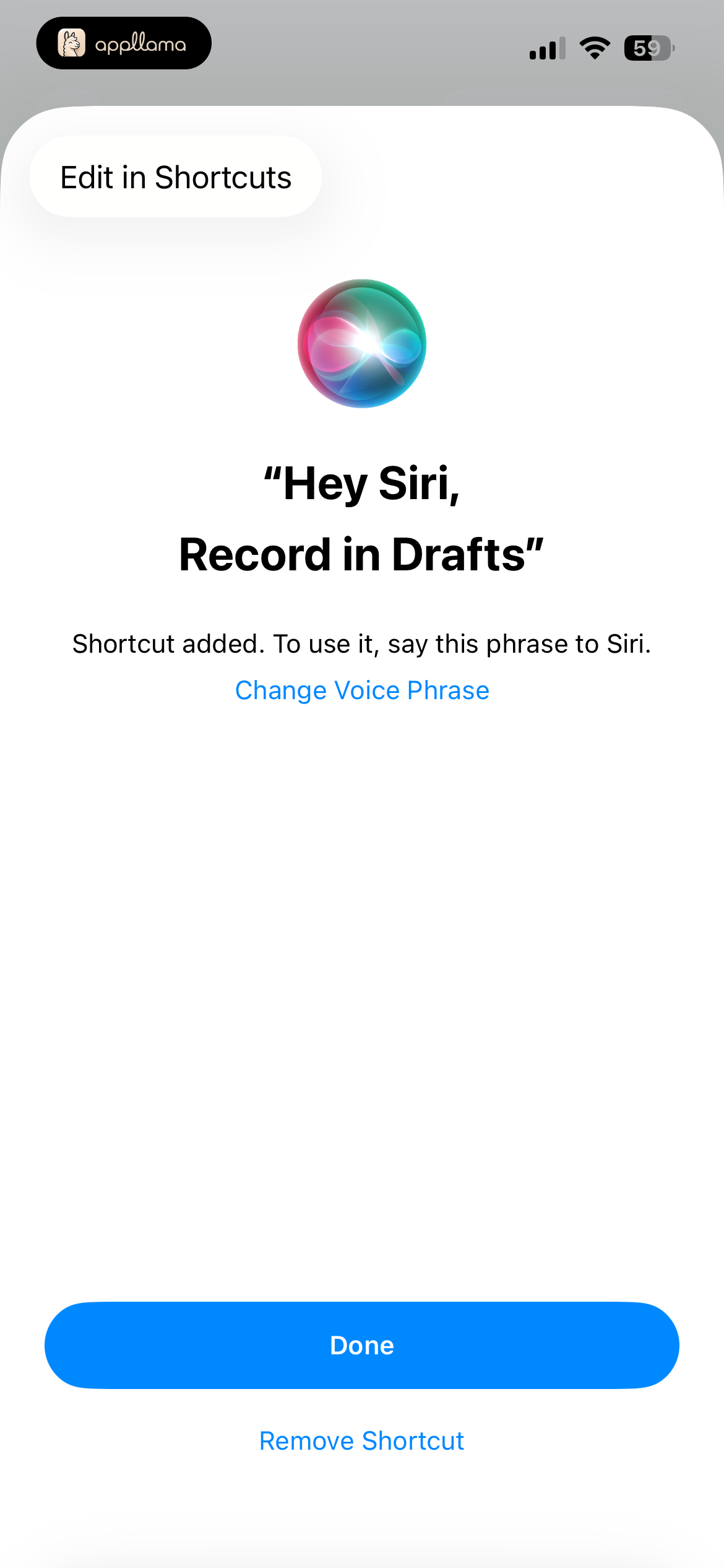 Siri Shortcut Setup