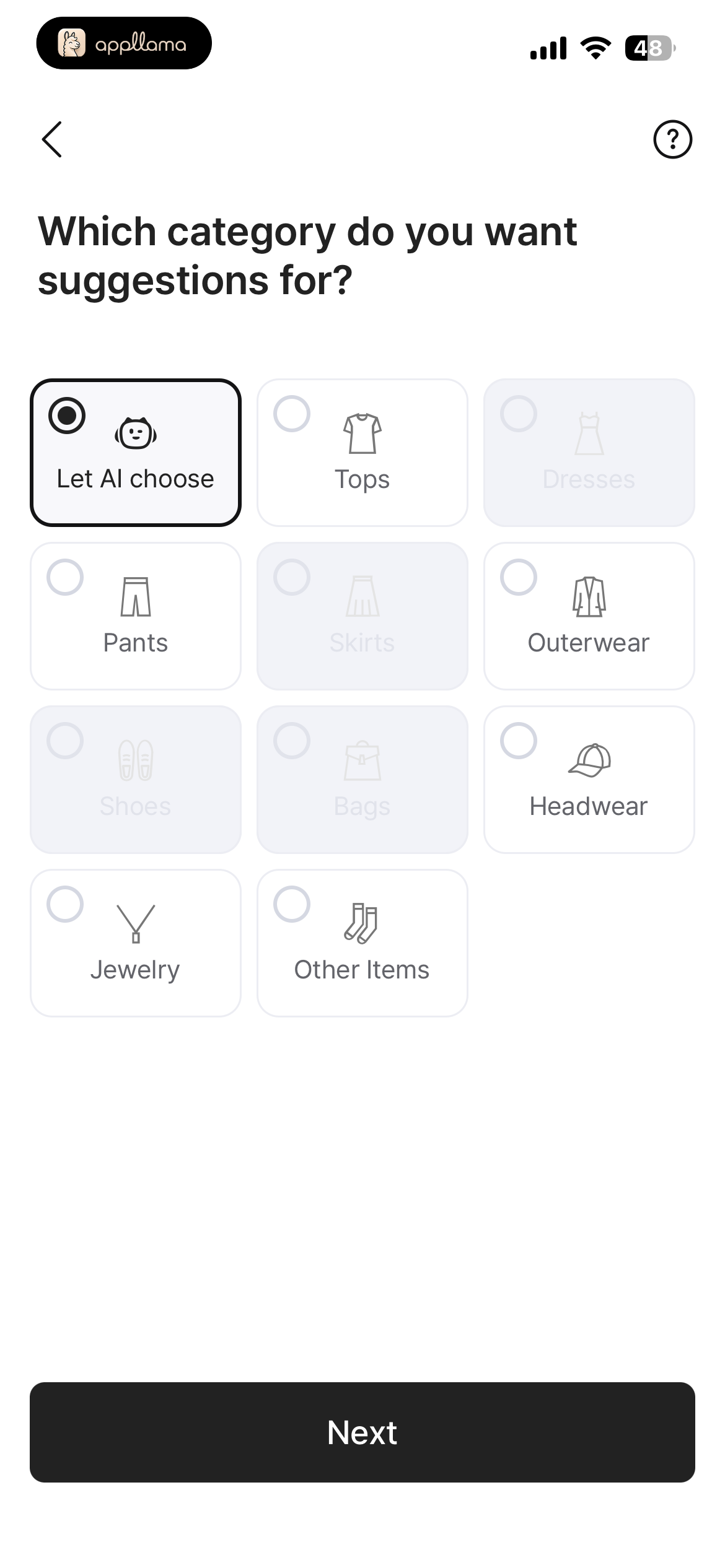 Choose Suggestion Type