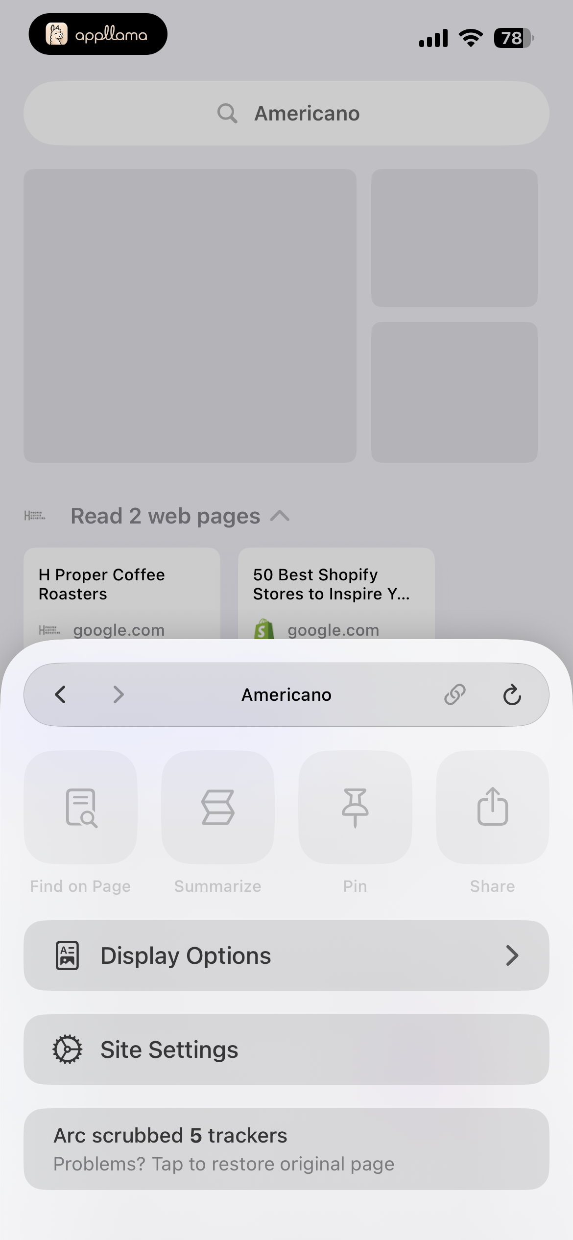 Page Actions Menu