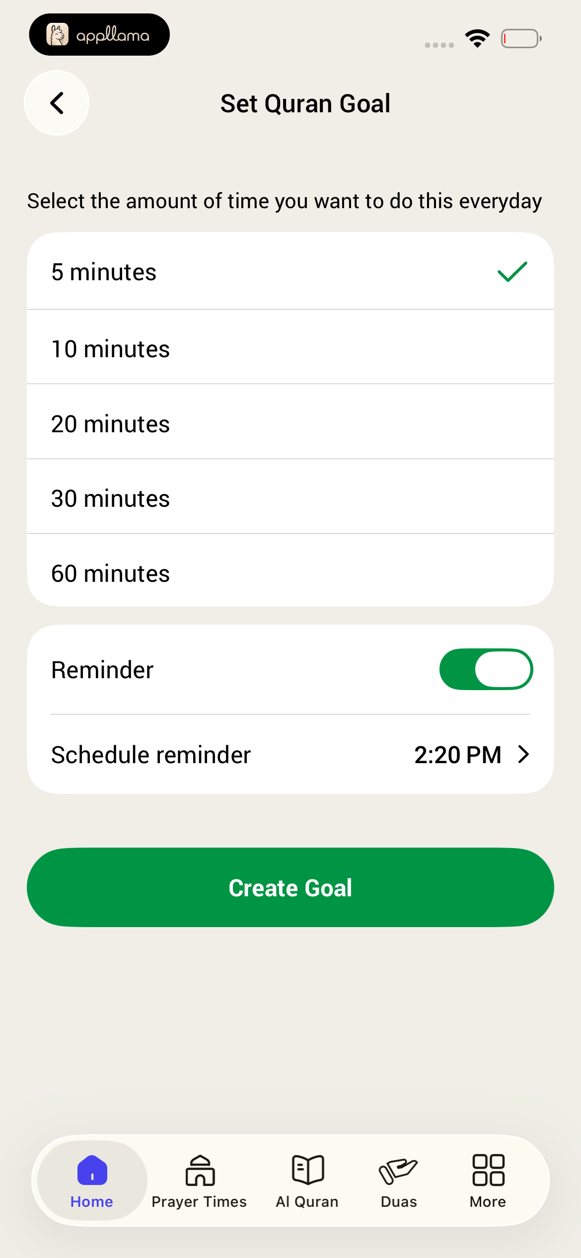 Set Quran Goal