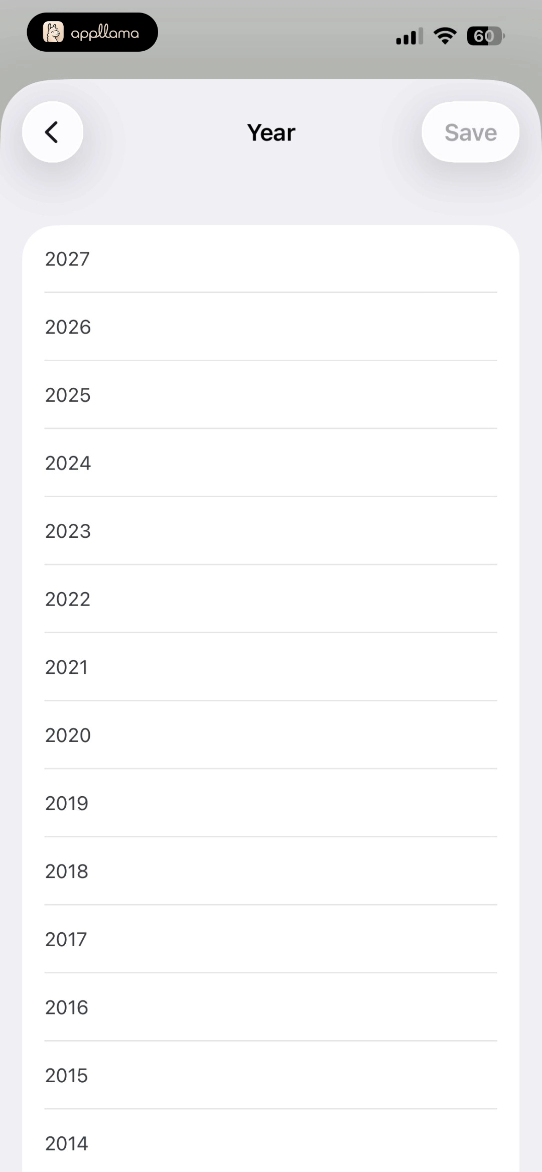 Vehicle Year Picker