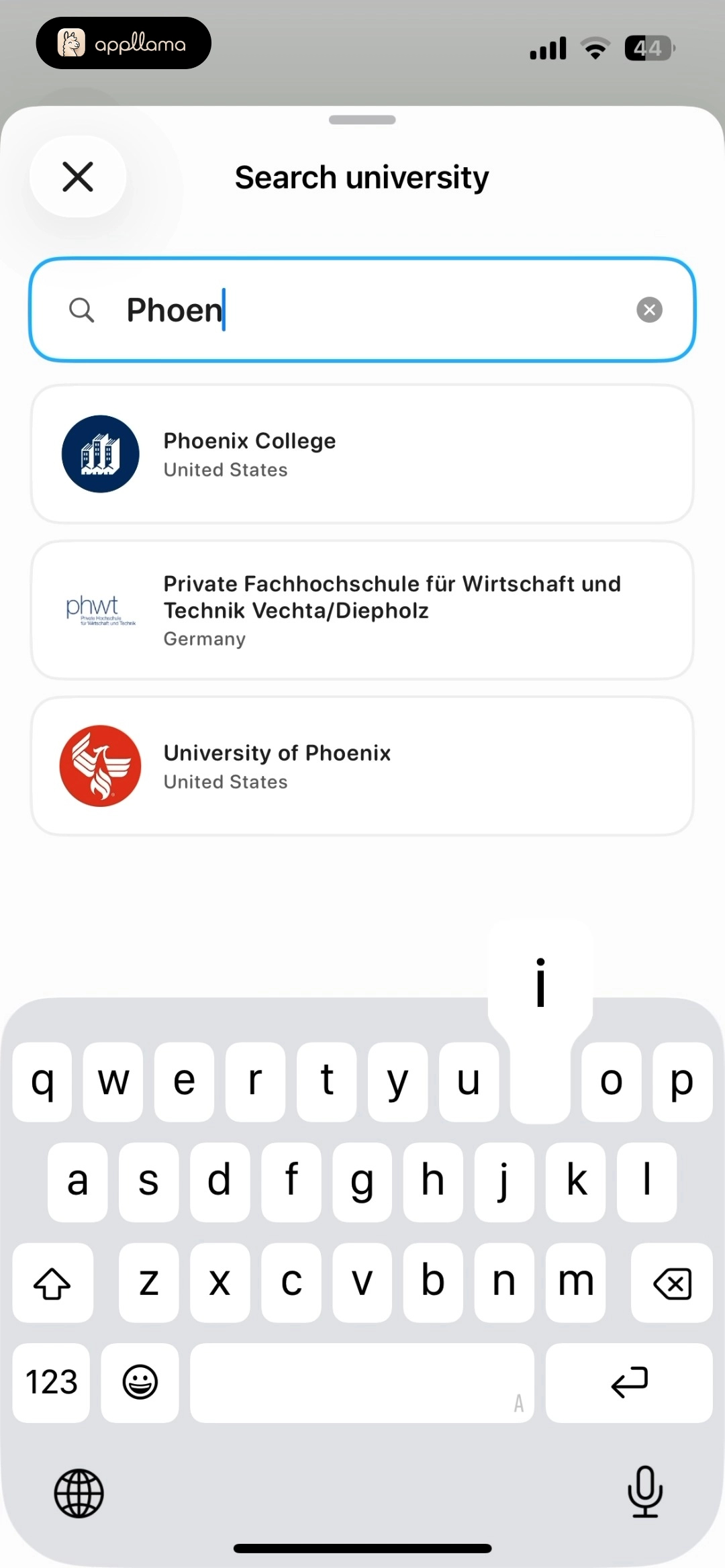 University Search Results