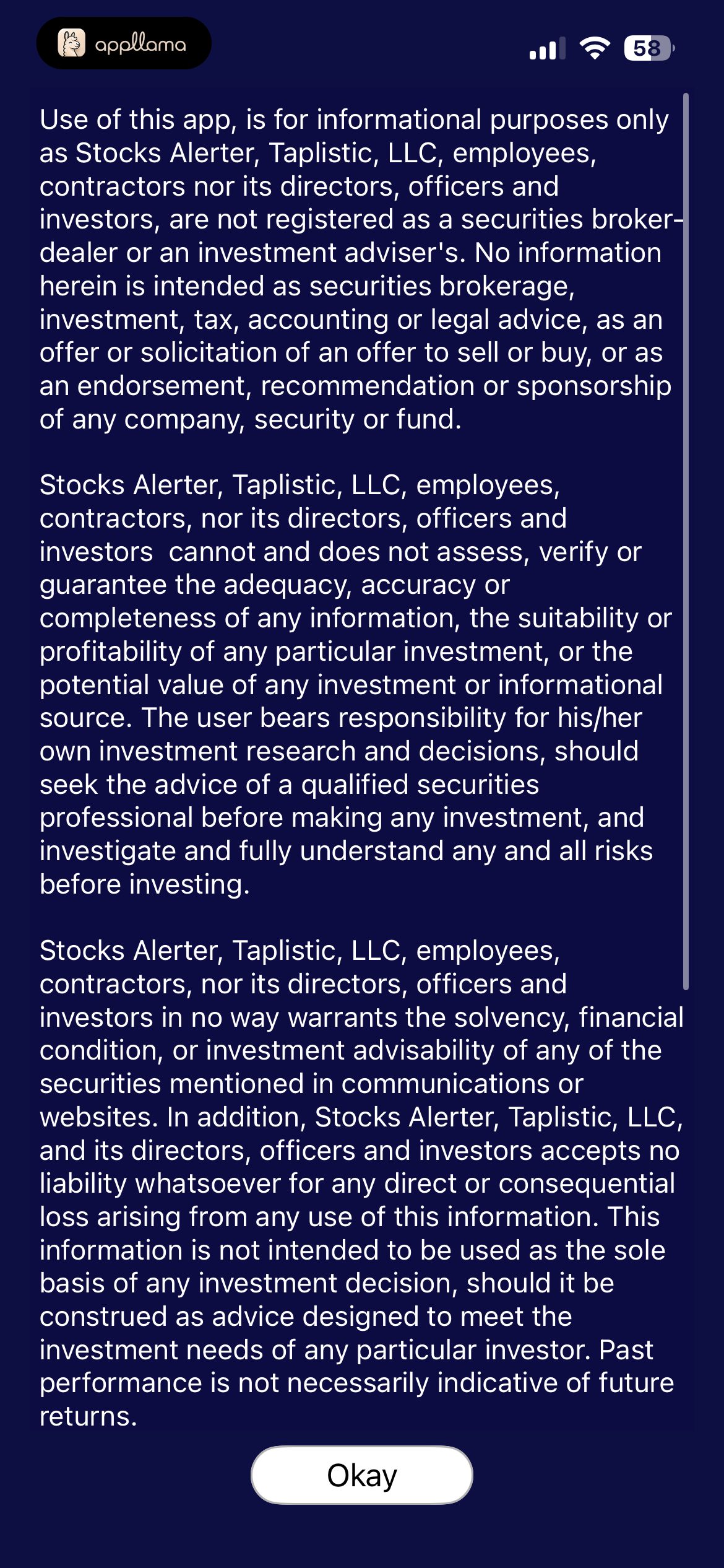 Legal Disclaimer