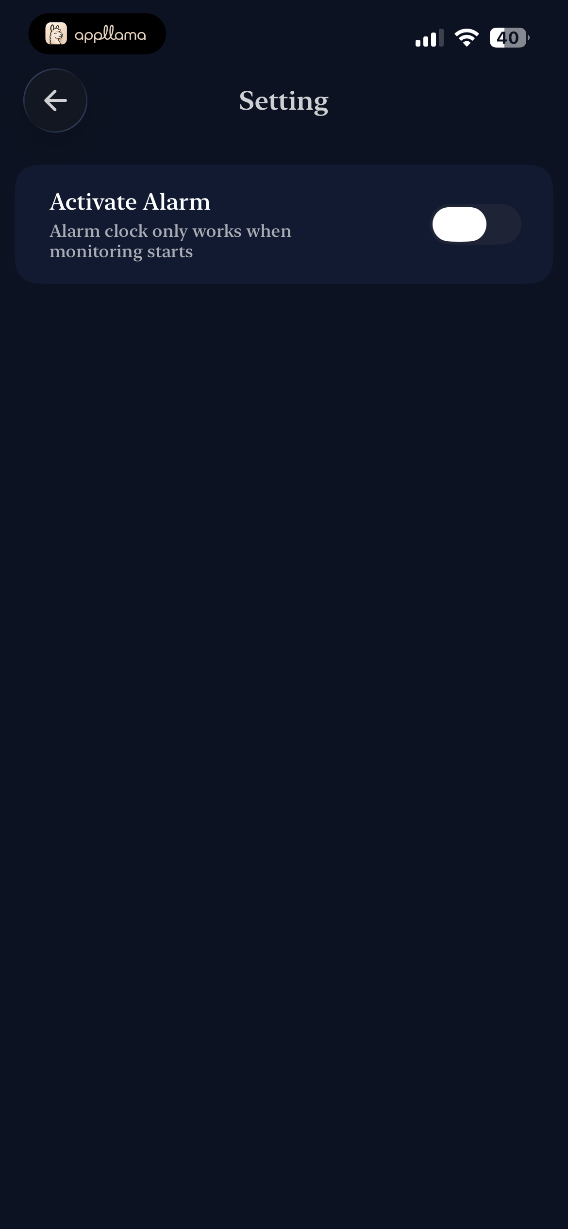 Alarm Settings Disabled